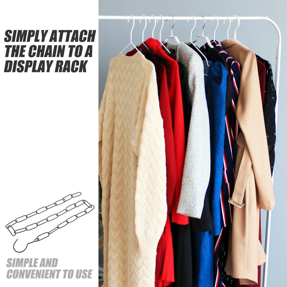 Black Iron Chain for Clothes Display Market Hanging Chain with Practical Hooks