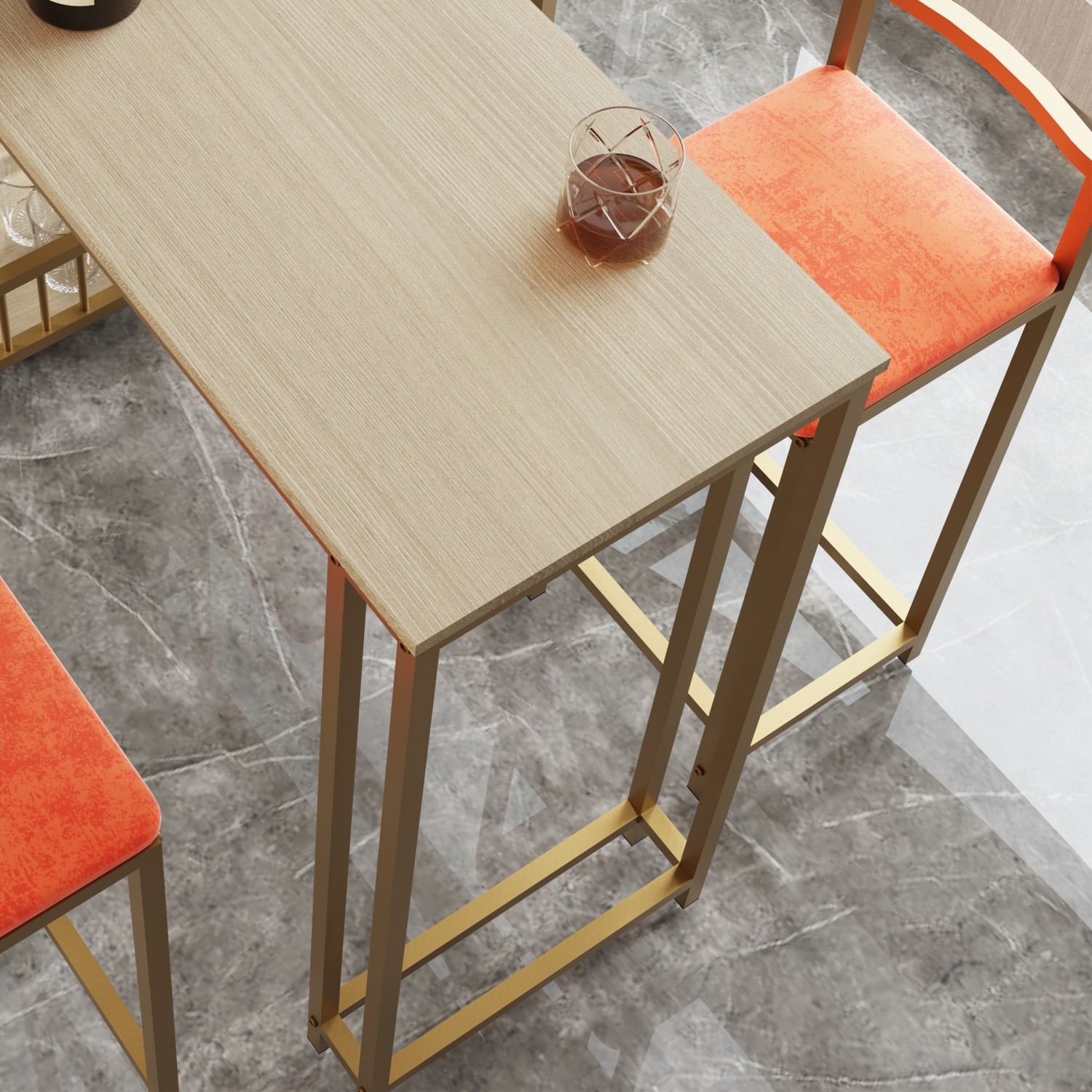 5 Piece Bar Table Set Counter Height Kitchen Rectangle Table with 4 Bar Chairs