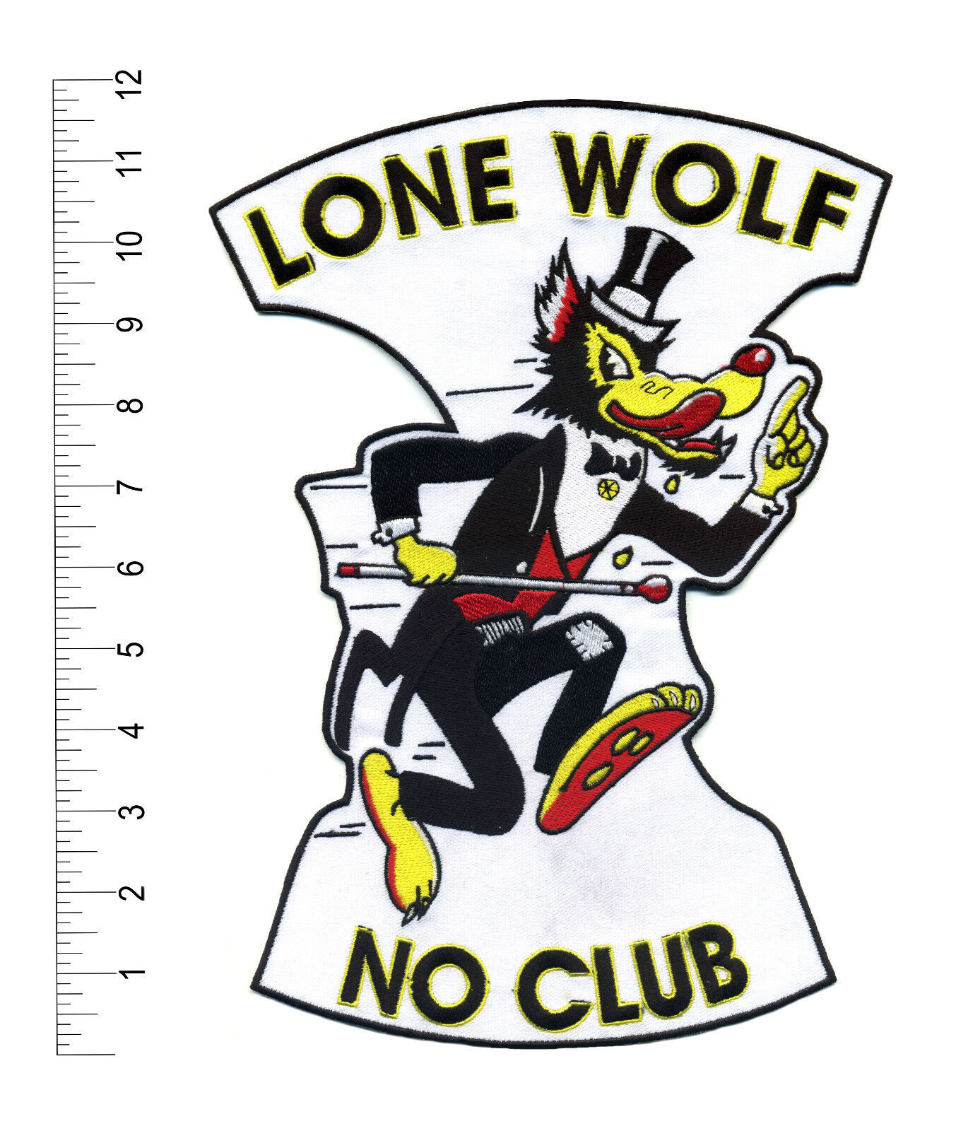 No Club Lone Wolf 12" back patch Motorcycle Biker Hot Rod CC Club Big Bad Wolf