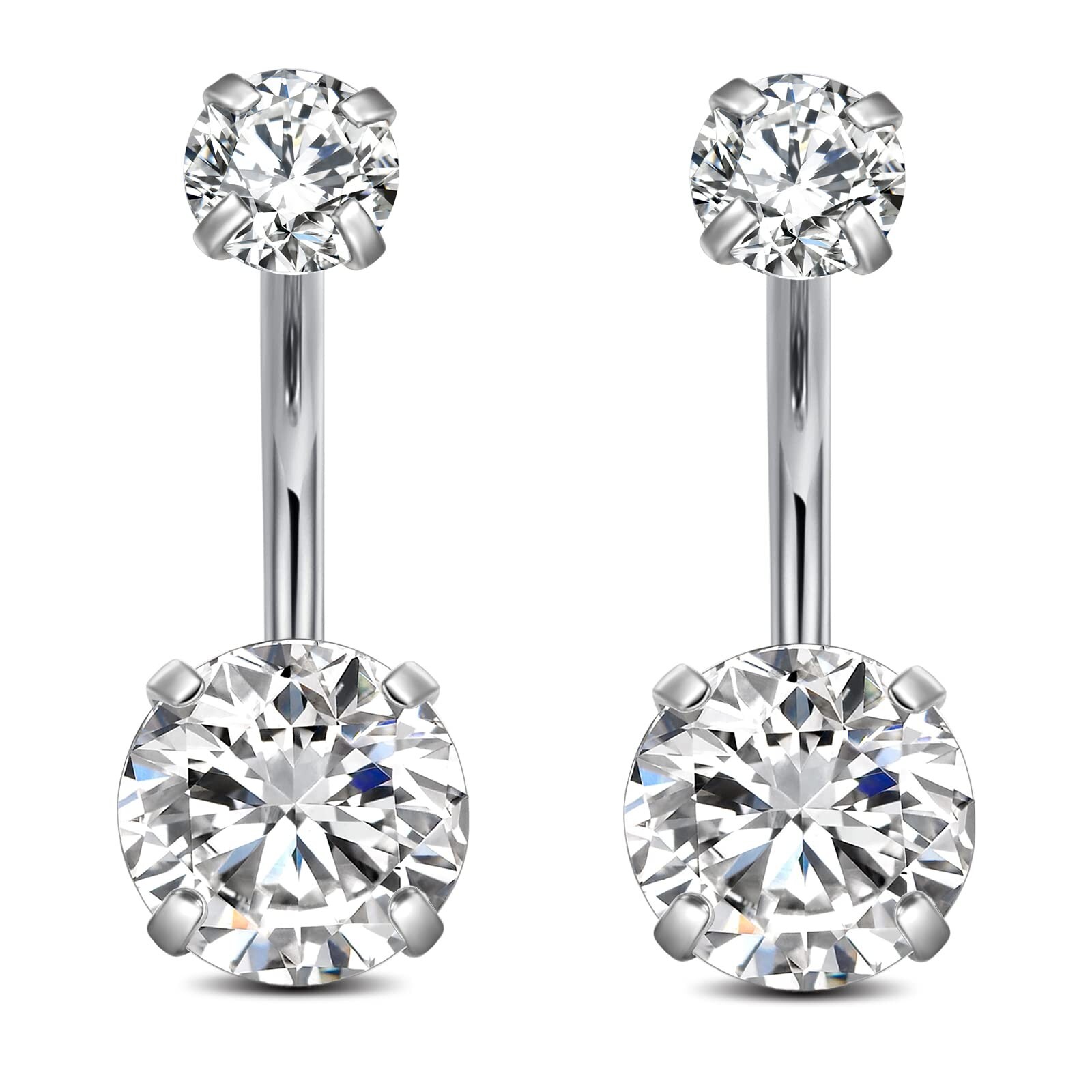 FECTAS 14g Belly Button Rings Surgical Steel CZ Petite Navel Ring for Women B...