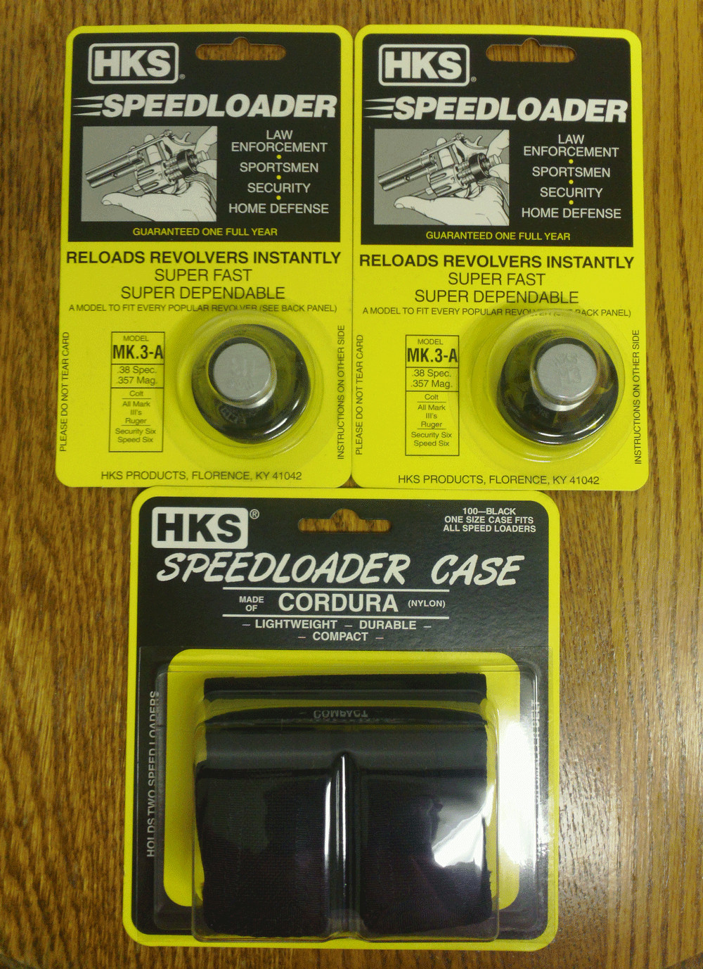 (2 PACK with Pouch) HKS MK.3-A Speedloaders [6-shot .38 Spec/.357 Mag] +HKS Case