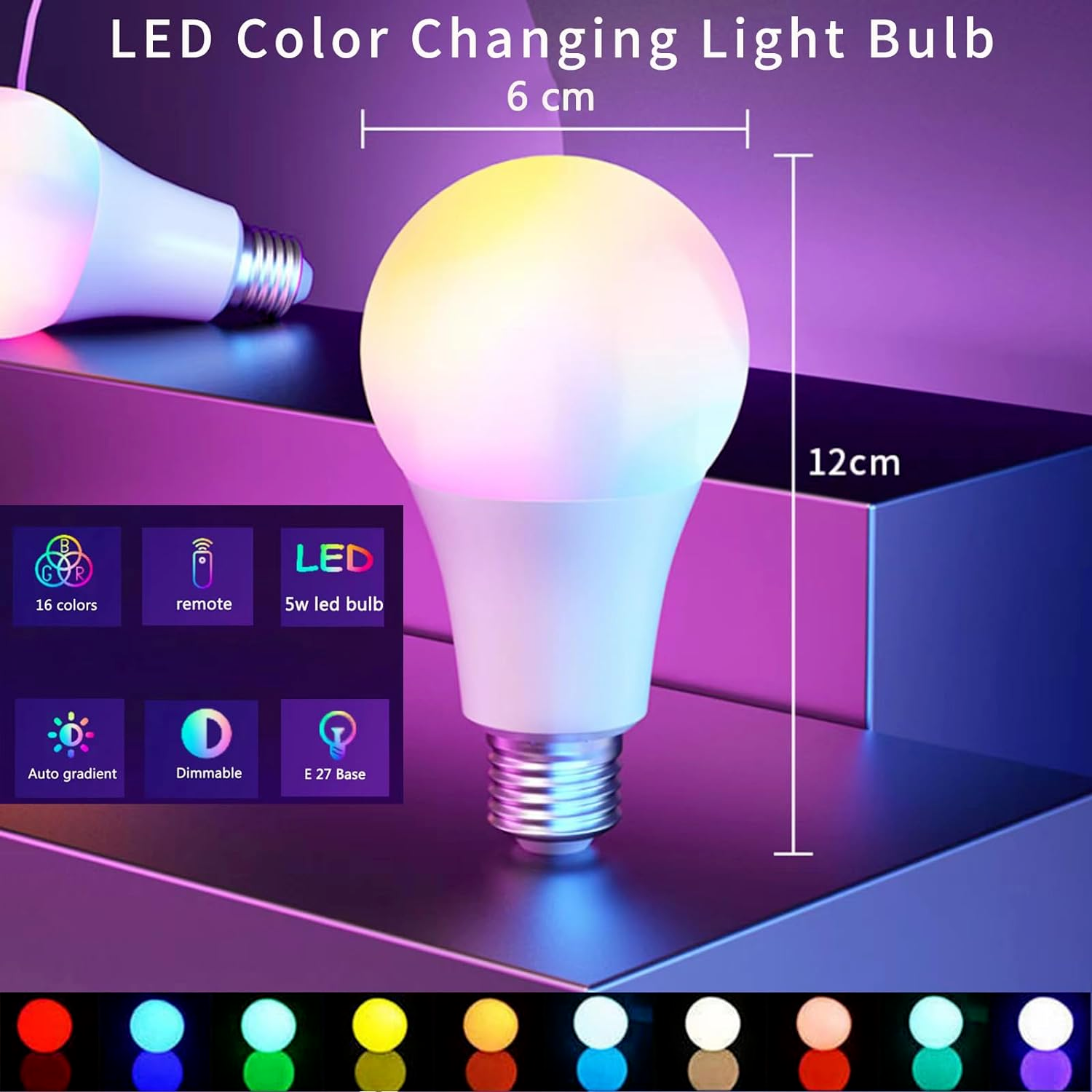 RGB Color Changing Light Bulb with Remote Control, RGBW LED Light Bulb A19 E26