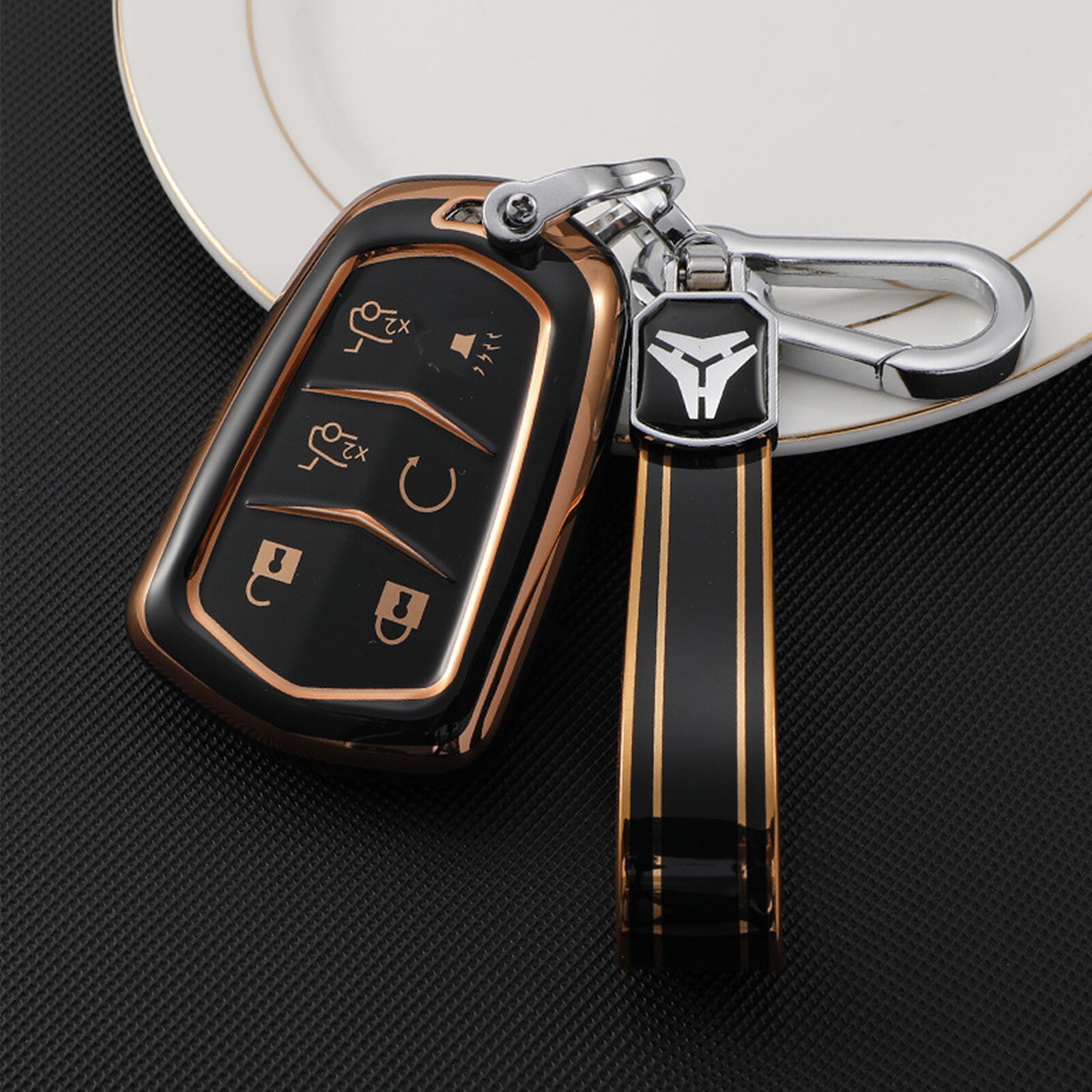 For 2015-2020 Cadillac Escalade/ ESV Remote Key Fob Shell Cover Case + Keychain