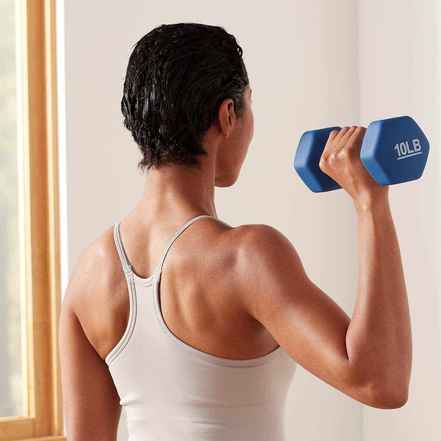 Amazon Basics Neoprene Dumbbell Hand Weights for Exercise 10 pound, Navy Blue