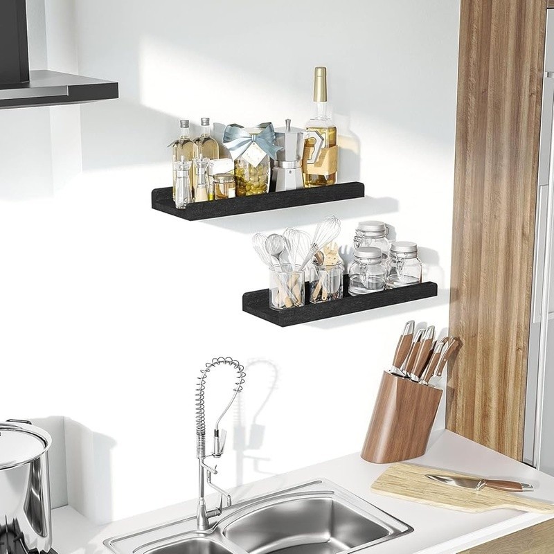 Rustic Wood Floating Shelves Wall Mount Display Storage Easy Install Home Decor