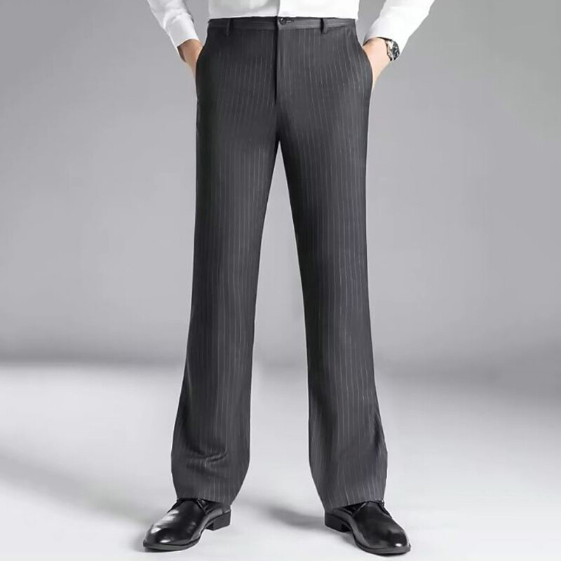 Men Bell Bottom Flared Dress Pants Bootcut 60s 70s Retro Formal Trousers Striped