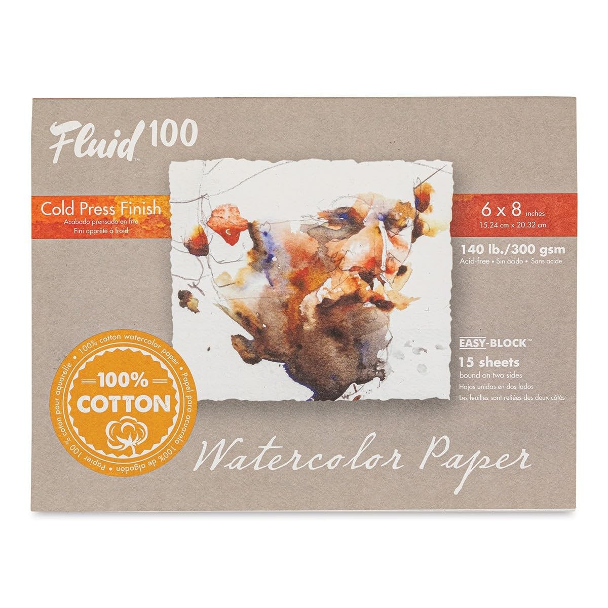 Fluid 100 Watercolor Paper Block, 6 x 8 inches, 15 Sheets. 140  Kitchen