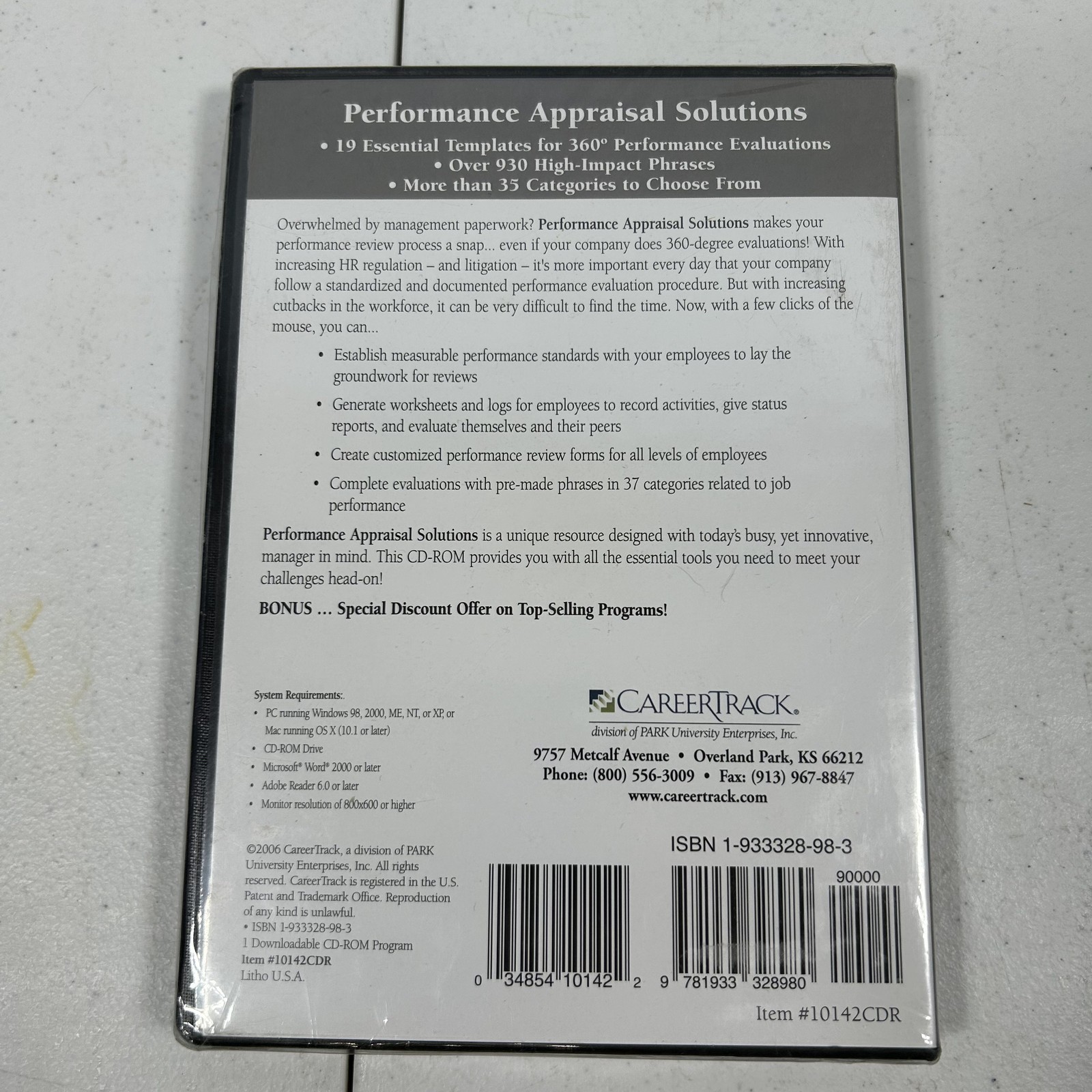 CareerTrack Performance Appraisal Solutions CD-ROM Software Win/Mac HR