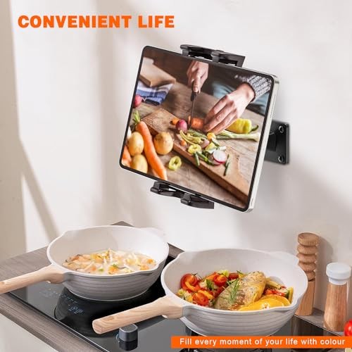 Tablet Wall Mount, 360° Rotation Tablet Holder Stand, Sturdy Metal Base,
