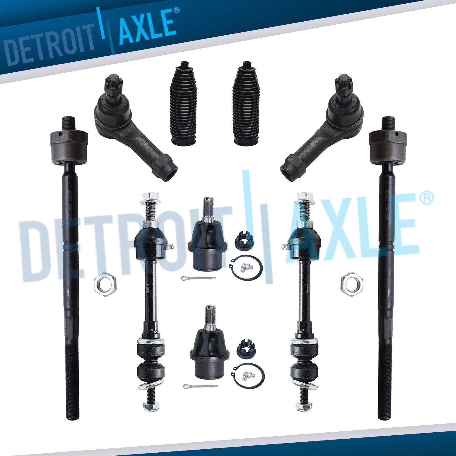 10pc Front Lower Ball Joints + Tie Rods + Sway Bars for 05-08 F-150 Mark LT 4x4