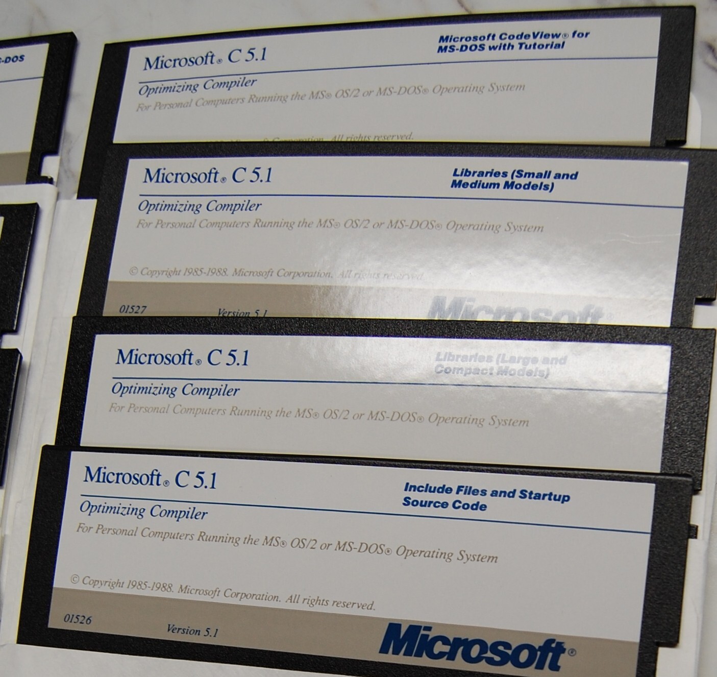 Microsoft C Optimizing Compiler vrs 5.1 Manuals & 5 1/4" Disks