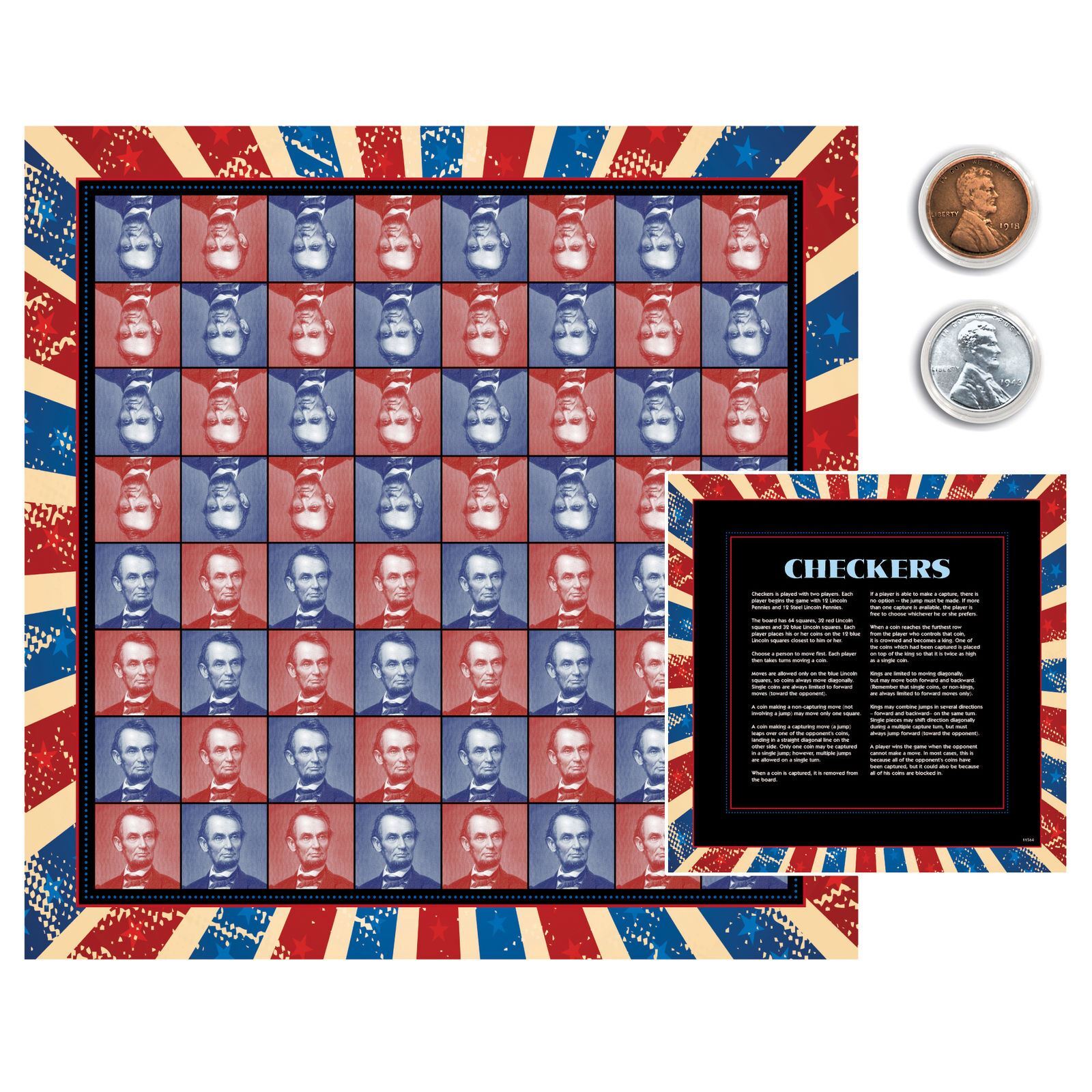 NEW American Coin Treasures Lincoln Coin Checkers Set 11594
