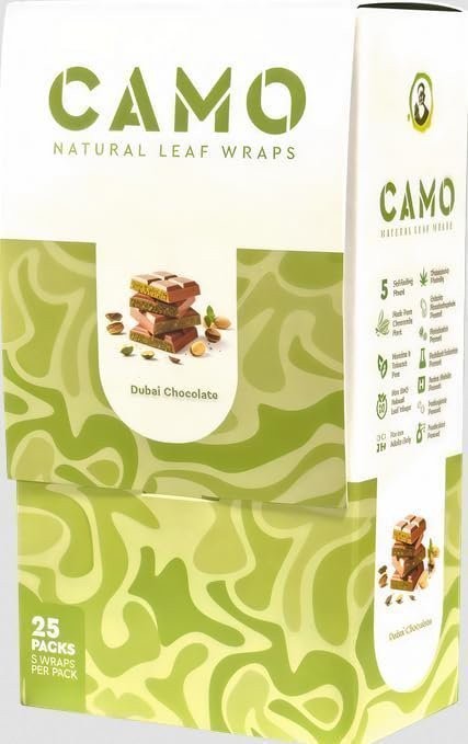 Camo Natural Leaf Wraps - (Dubai Chocolate) 125 Wraps Box
