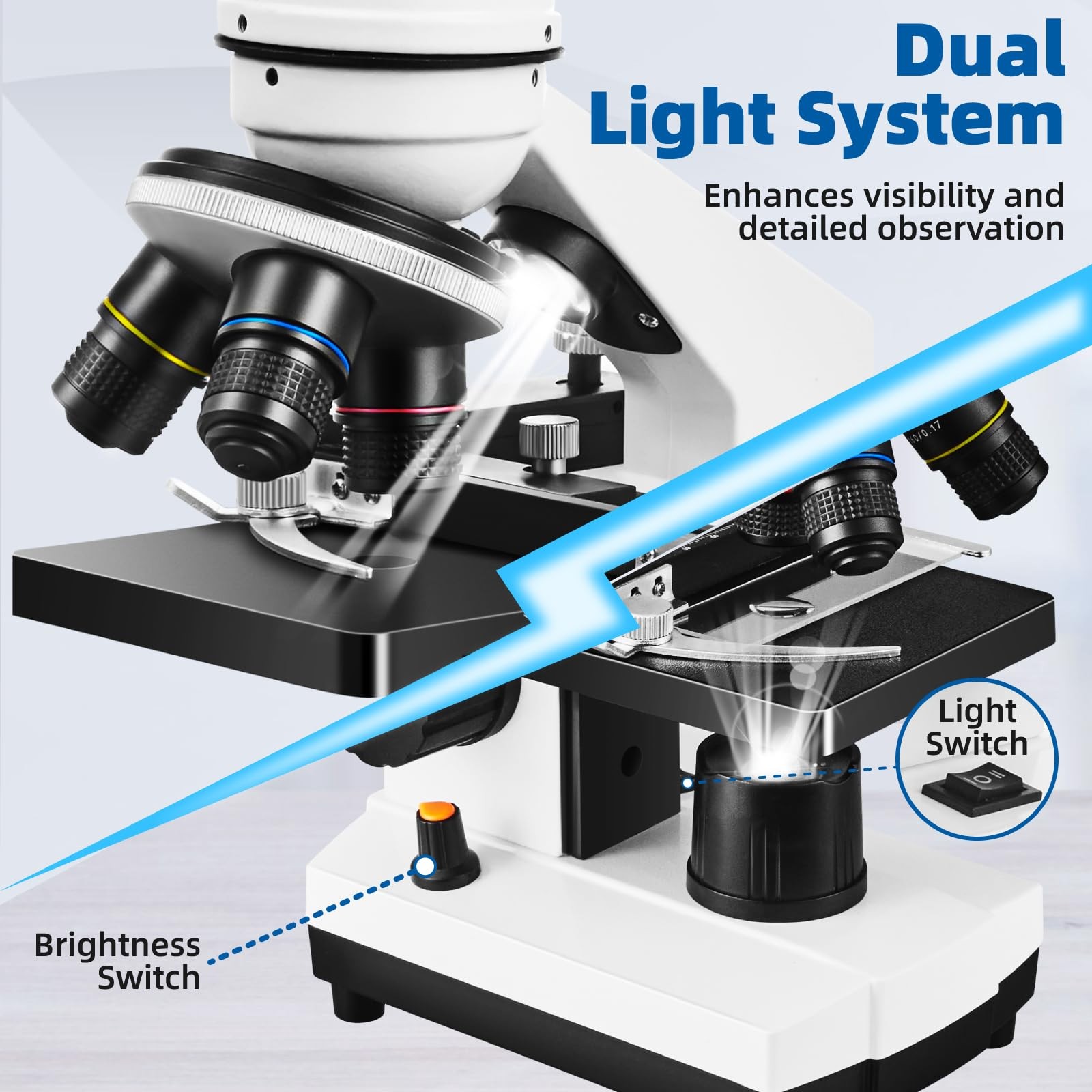 Microscope for Adults Kids,40X-2000X Monocular Microscope Kit for Home School...