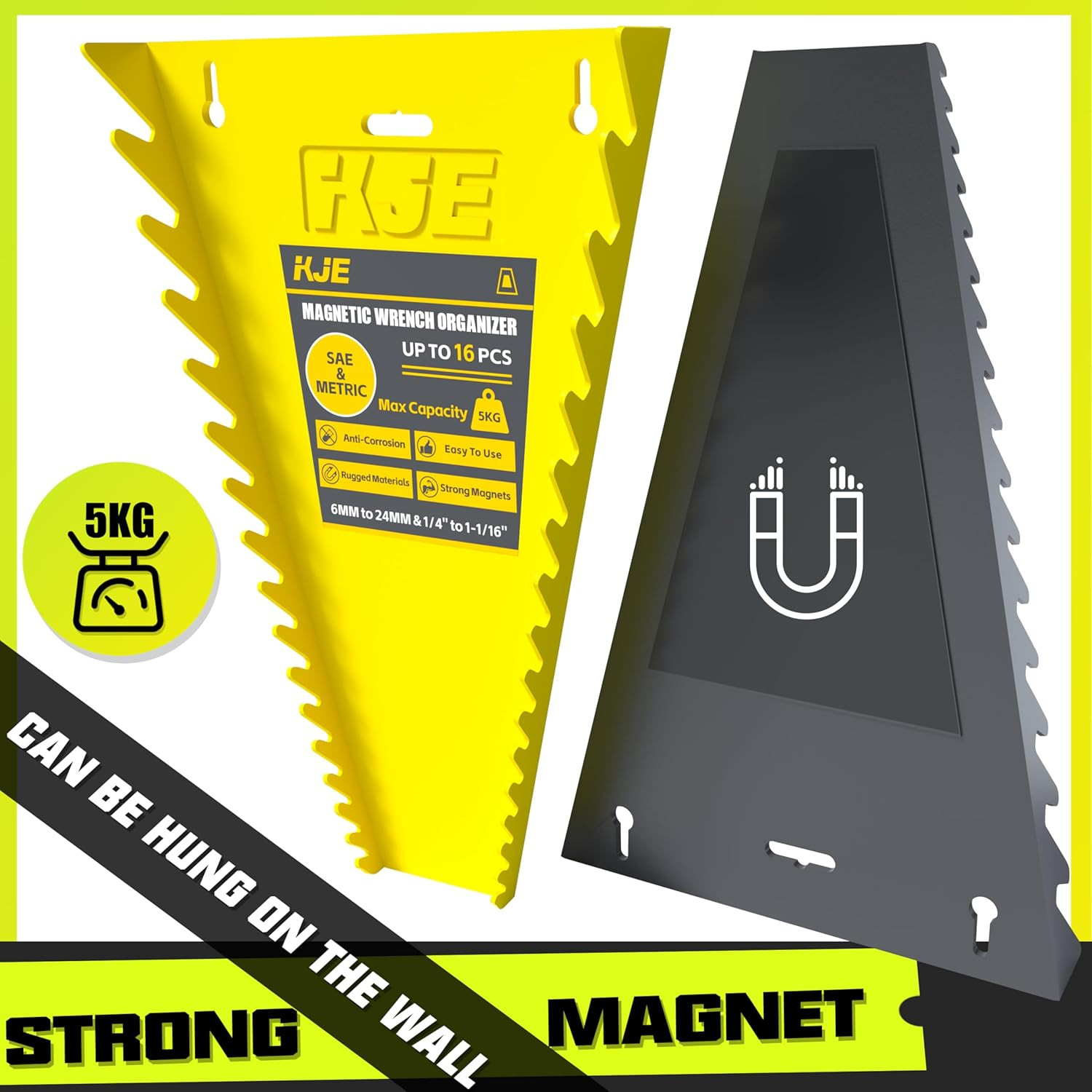 2Pack Magnetic Wrench Organizer, 32-Slot Wrench Rack Tool Trays, Magnetic Wre...