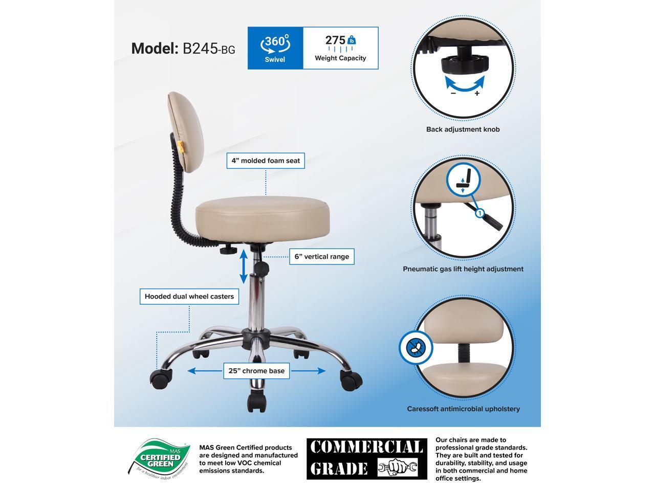 BOSS Office Products B245-BG Medical Stools