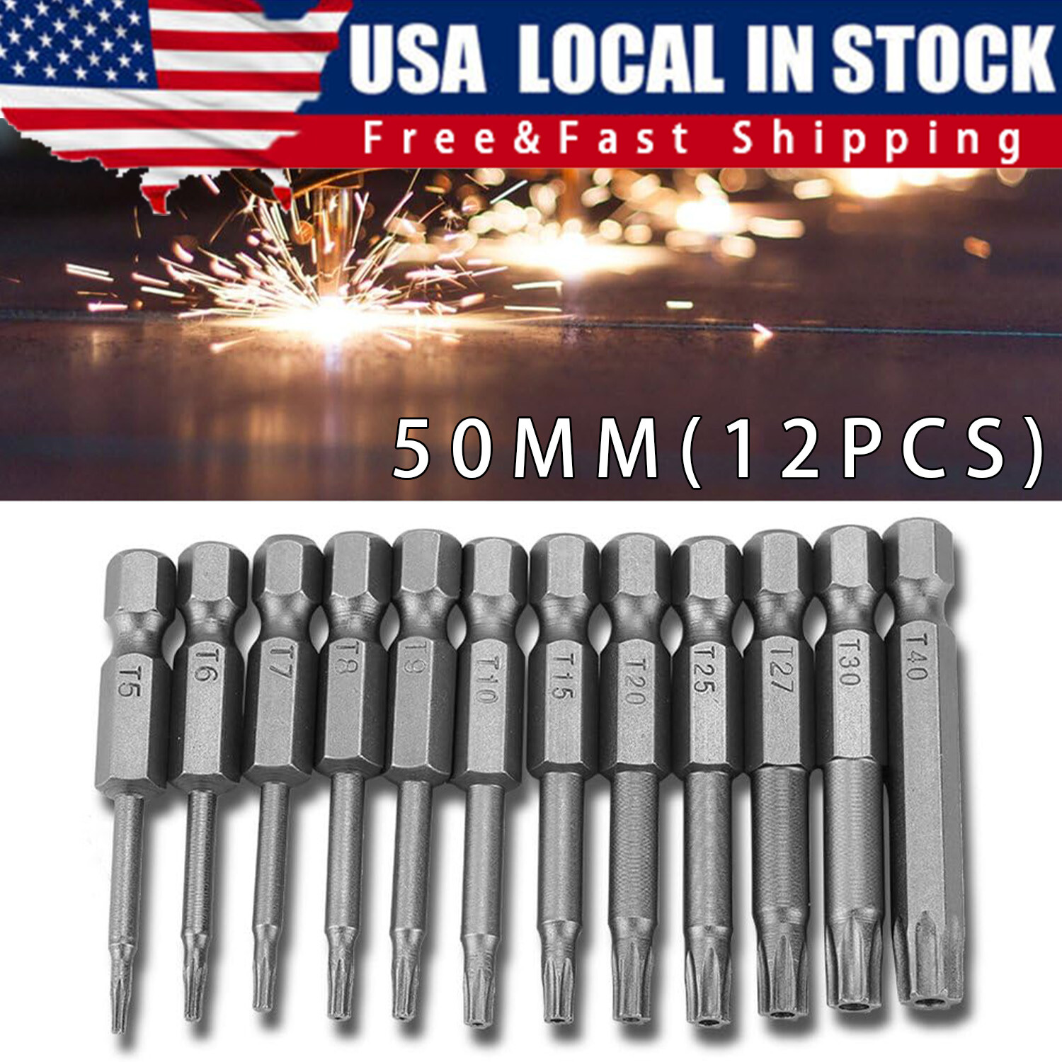 Security Torx Bit Set + Hex Key Allen Bit Set - For Power Drill & Impact Driver