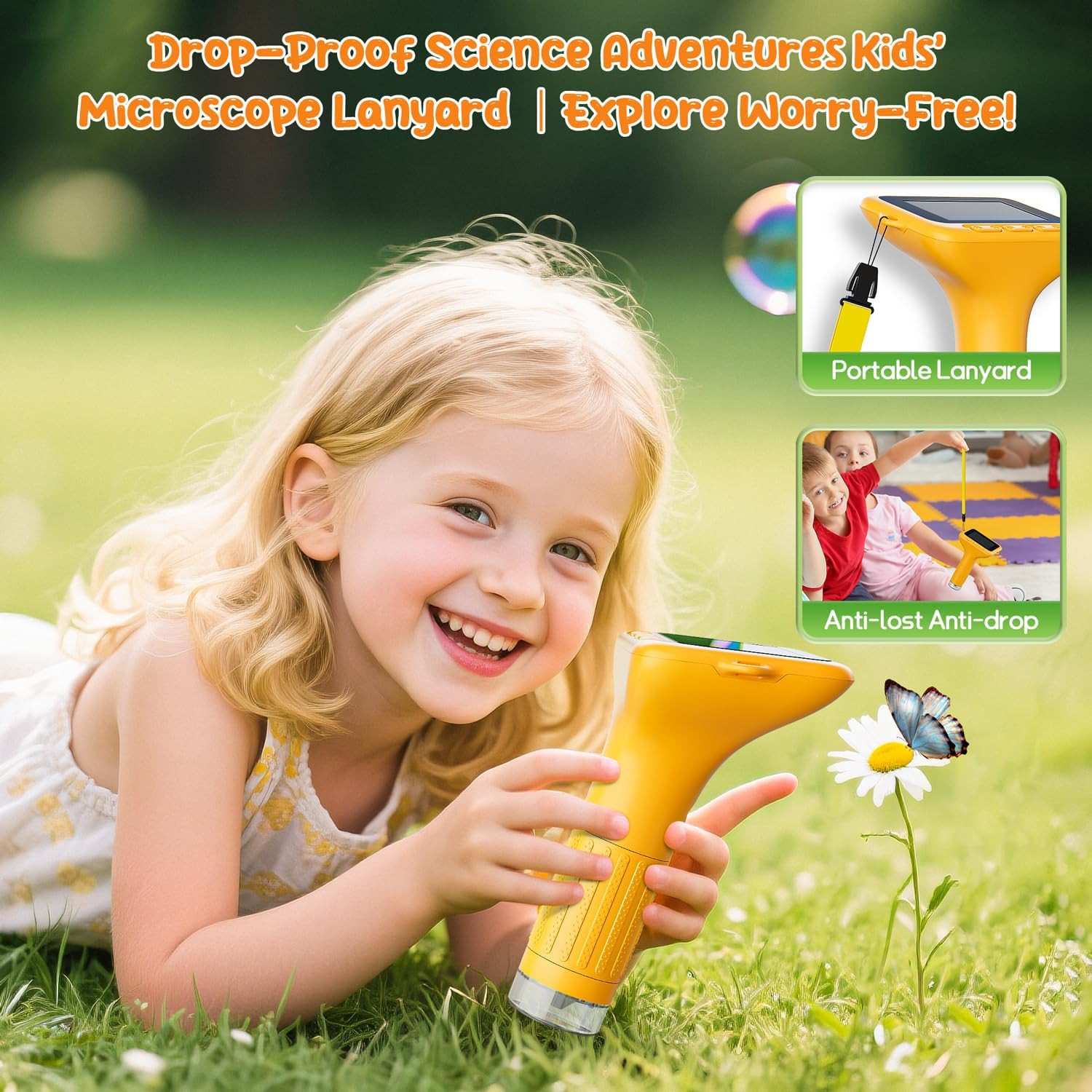 SKYBASIC Digital Microscope for Kids, 3" Screen 1000X Handheld Microscope HD Poc
