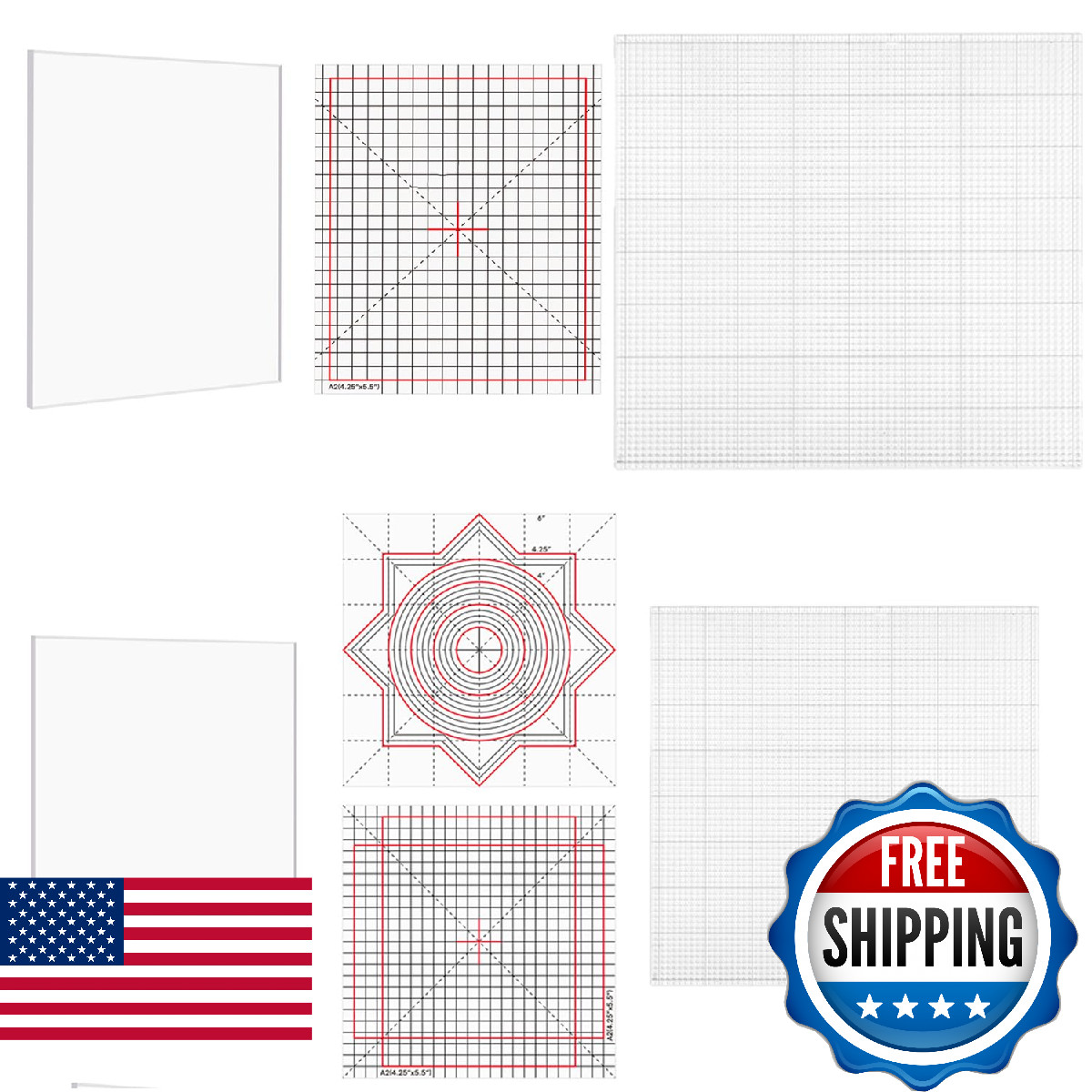 4Pcs Low Tack Sticky Mat with Grid for Stamping Stenciling Ink Blending Clear Ph