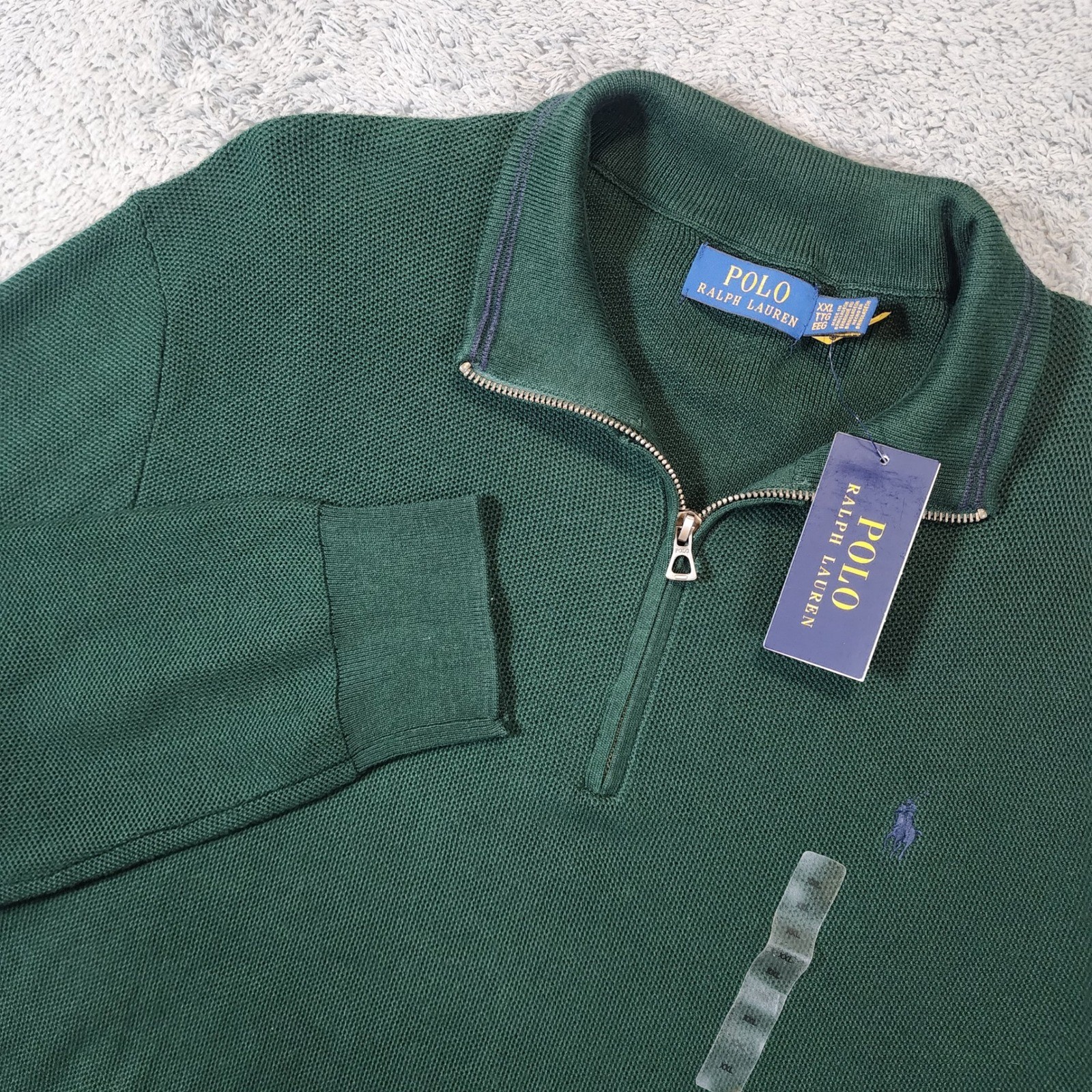 NEW Polo Ralph Lauren 1/4 Zip Sweater Mens XXL Green Classic Fit Cotton Pullover