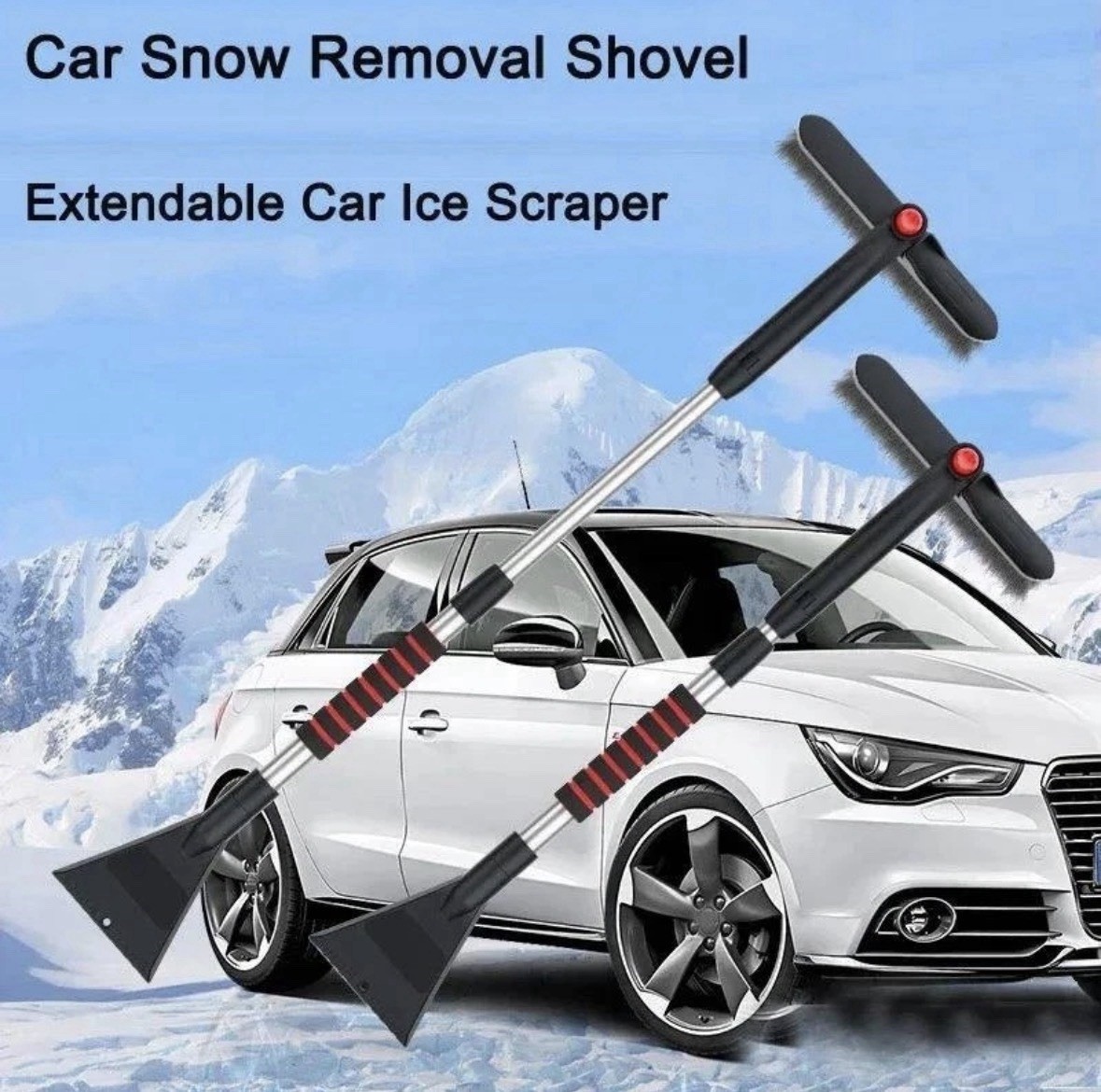 Extendable Ice Scraper And Snow Brush For Car Window And Windshield, Sratchless