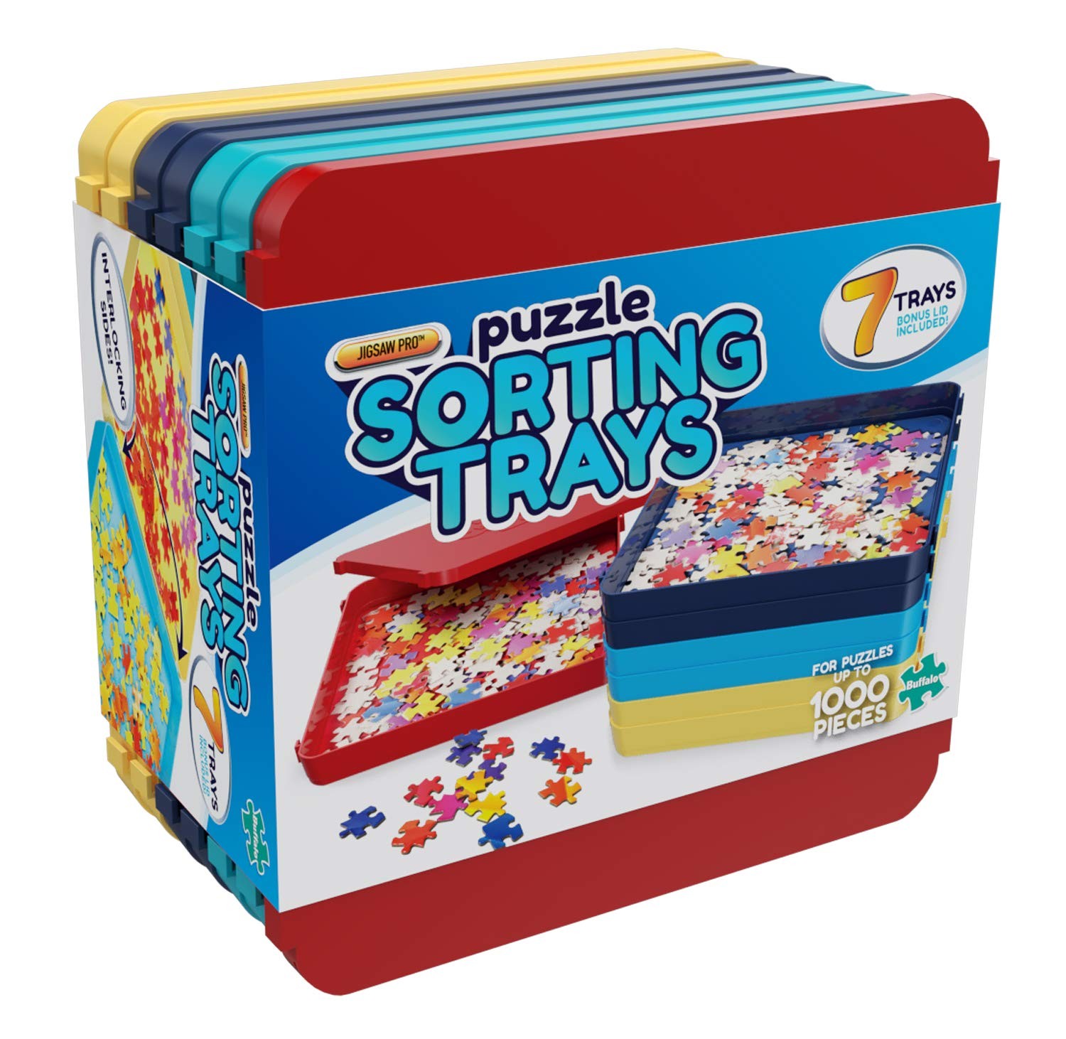Buffalo Games 7 Count Puzzle Sorting Trays For Up To 1000 Pieces Multicolor