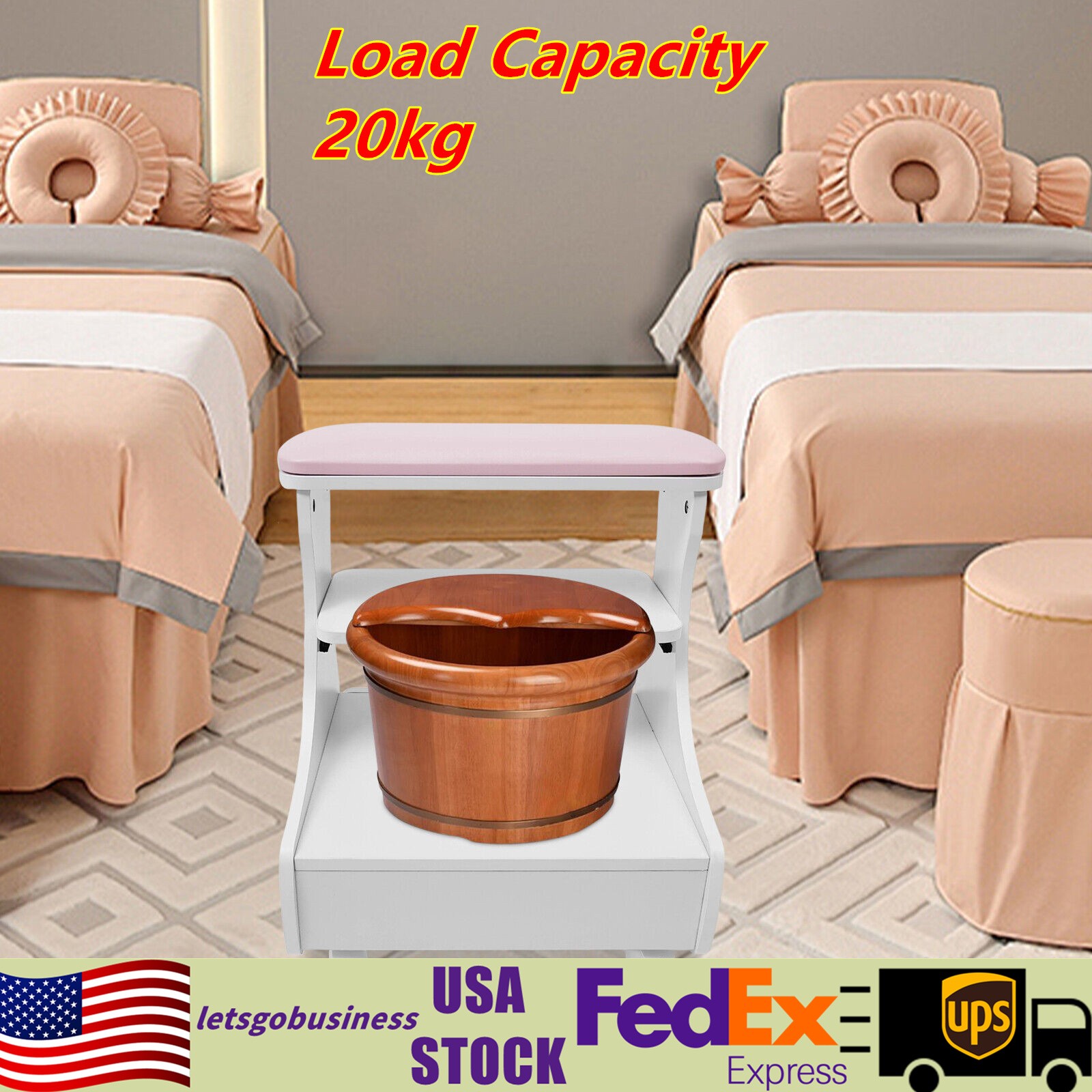 Mobile Foot Bath Stool Feet Rest Pedicure Manicure Trolley Furniture For Beauty