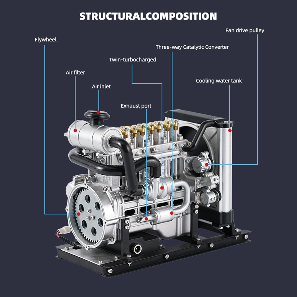 DIY Mini 4-Cylinder Diesel Engine Model Kit That Runs Engine Mechanical Metal