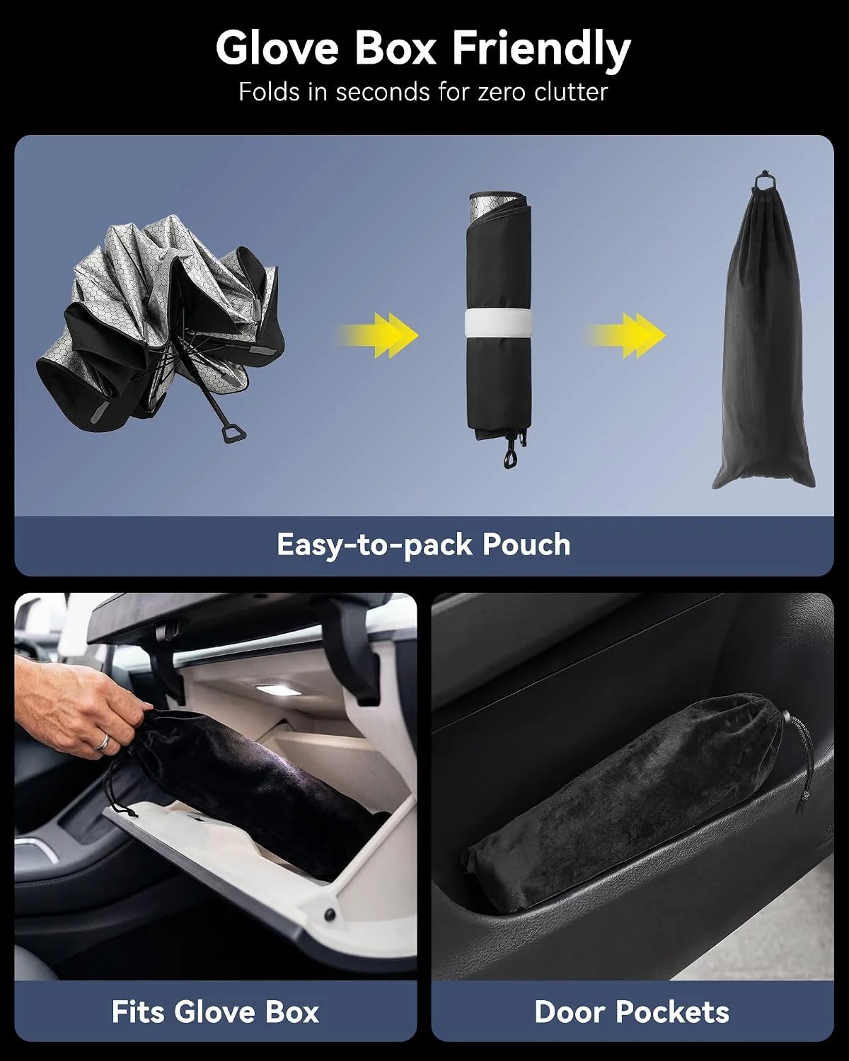 Car Windshield Sun Shade Umbrella, Foldable Sunshade Cover, Medium | Front Windo