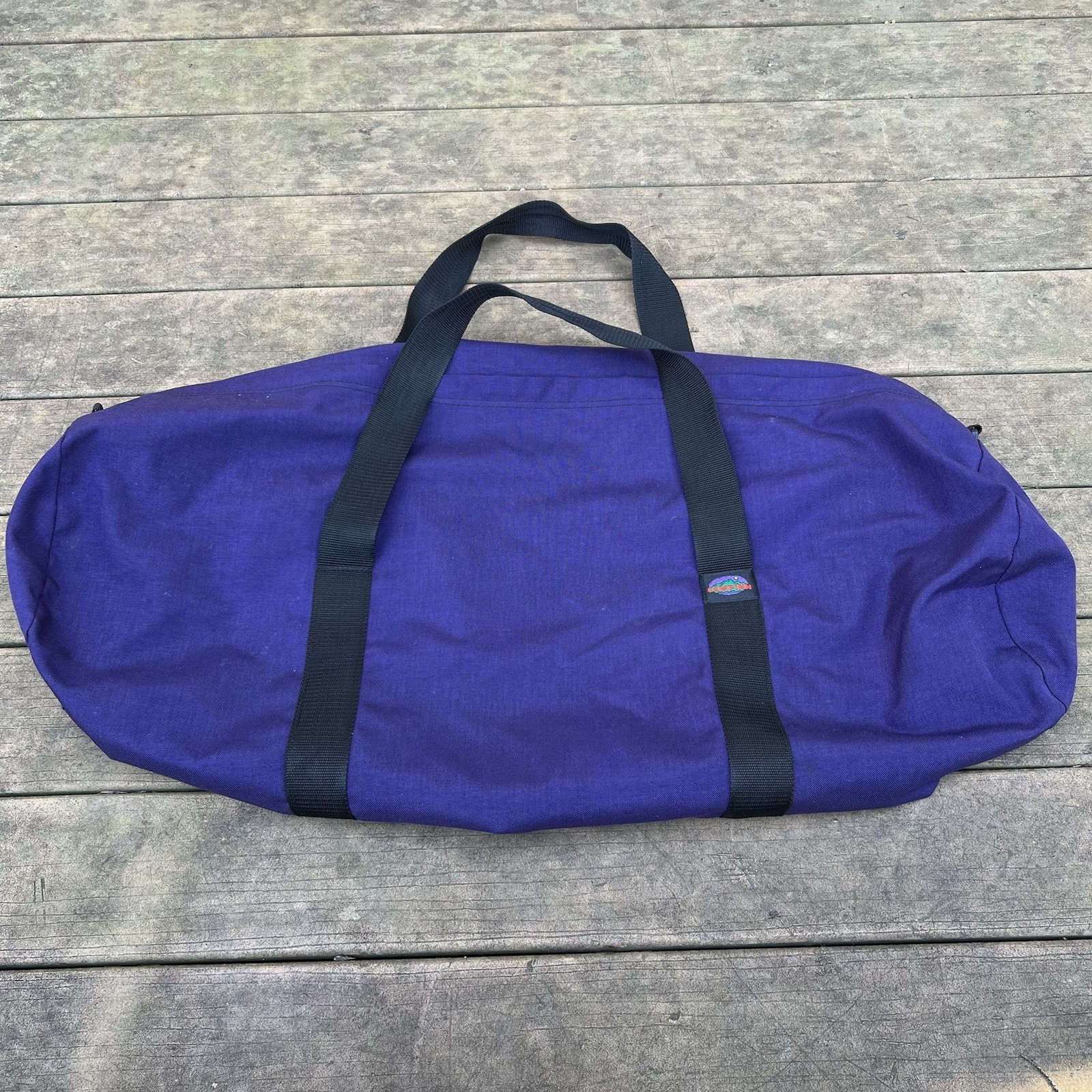 VTG CAMP INN Large Purple Duffle Bag 34 x 12 x 12 ~ used to store sleeping bag
