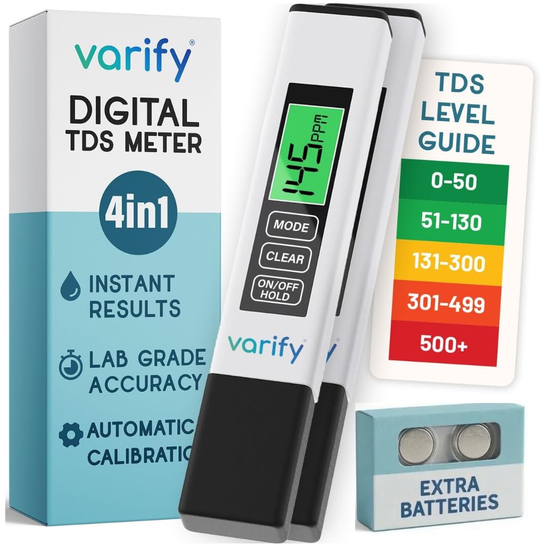 4in1 TDS Meter Digital Water Tester for Drinking Water | Accurate 0–9990 PPM ...