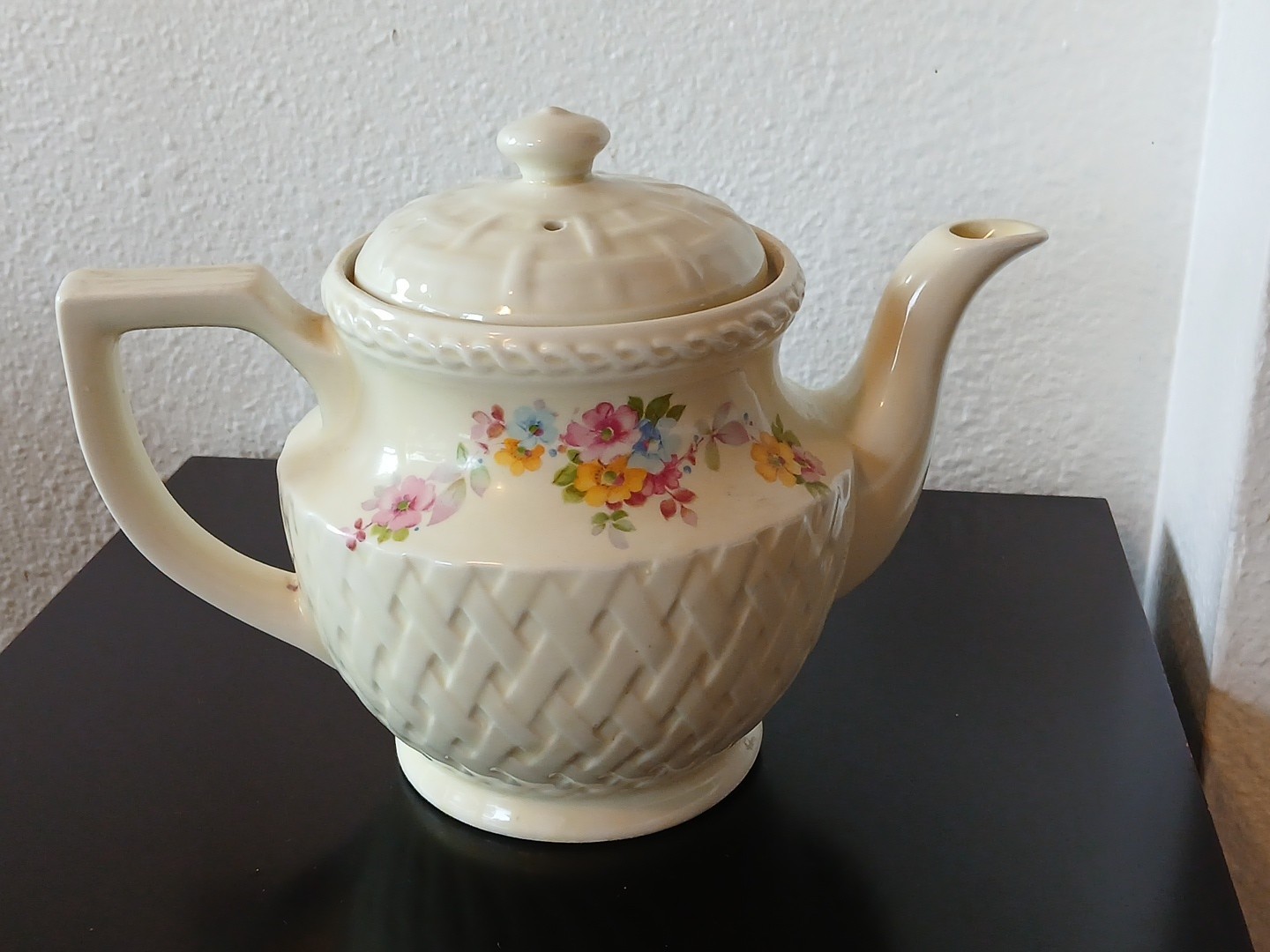 Vtg Enterprise Aluminum DRIP-O-LATOR Coffee Tea Pot Embossed Floral Basketweave