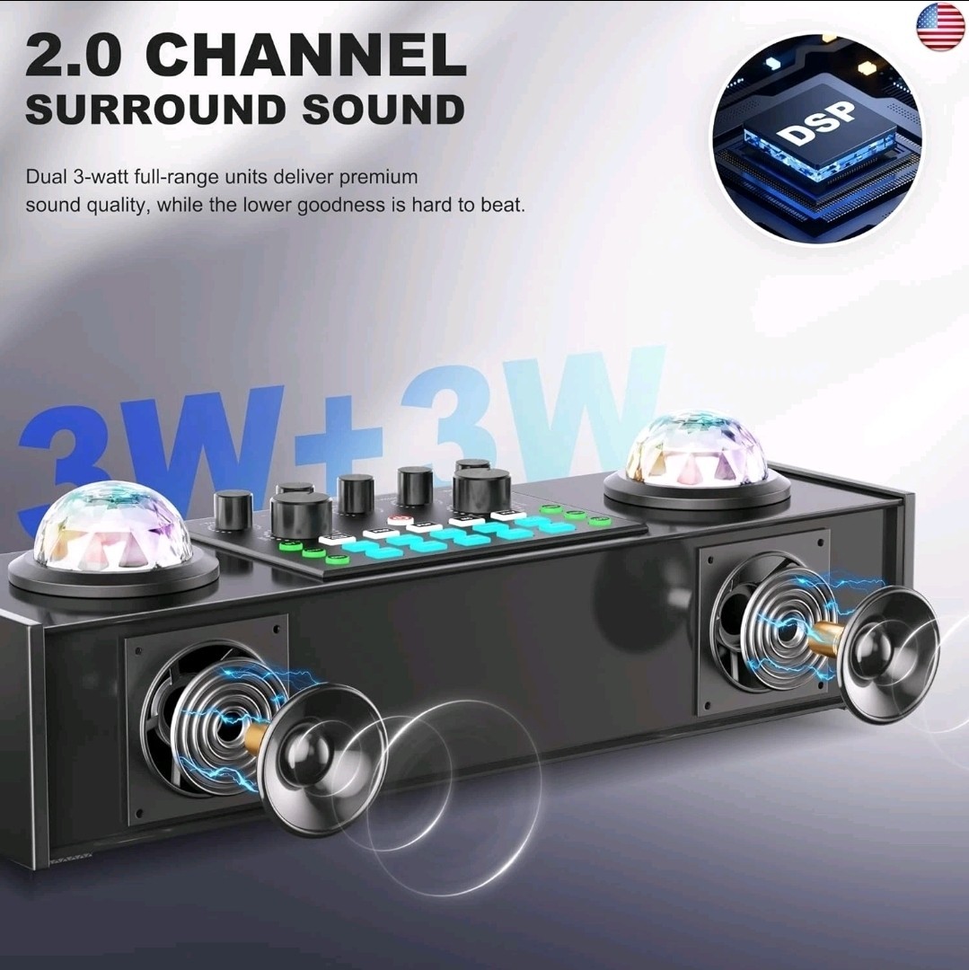 Karaoke Machine with Ambient Lighting, Portable Bluetooth Speaker