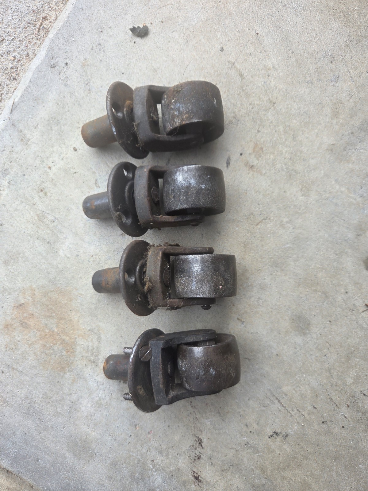 Vintage Metal Swivel Upright Piano Casters Wheels With Receptacles Set of 4