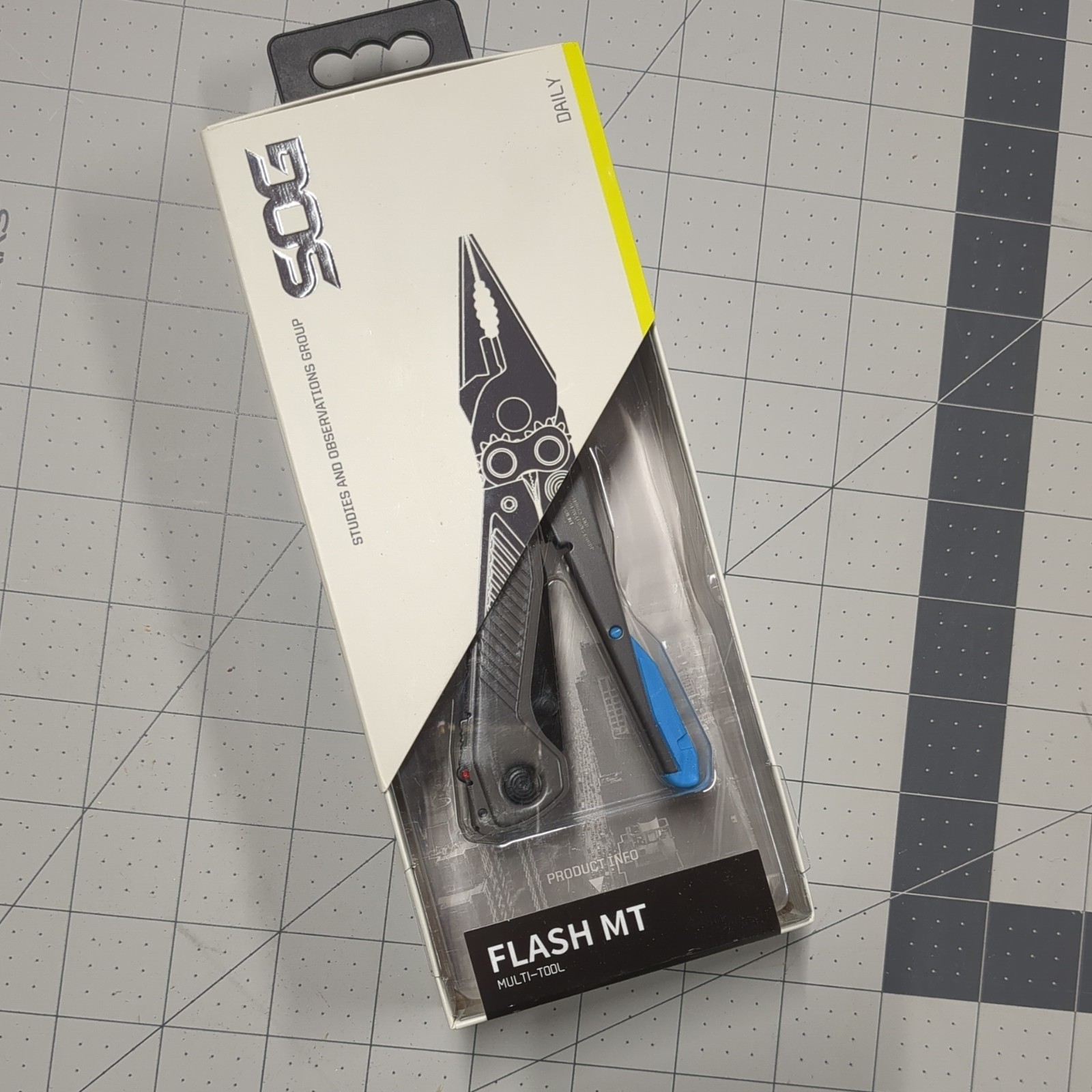 SOG Flash MT Urban Gray and Cyan Pocket Multi-tool 7 Stainless Steel Housing