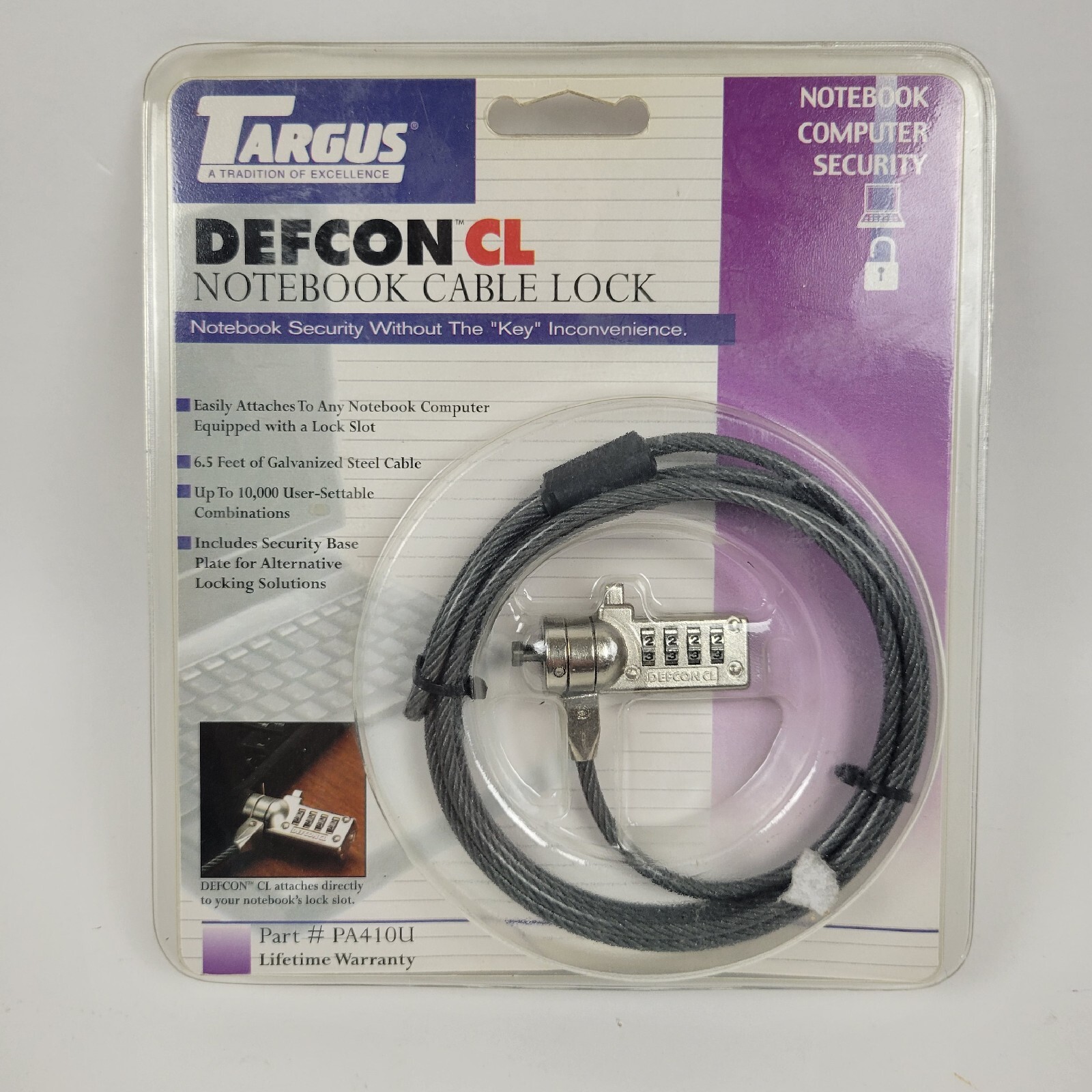 Targus DEFCON CL Notebook/Laptop Coiled Cable Lock (Pa410U) Brand New