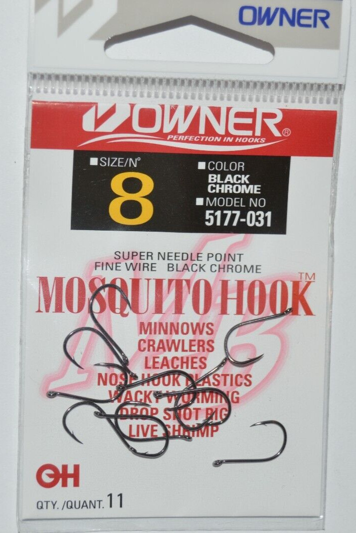 owner bass drop shot wacky minnow mosquito nose hook 5177-031 size 8