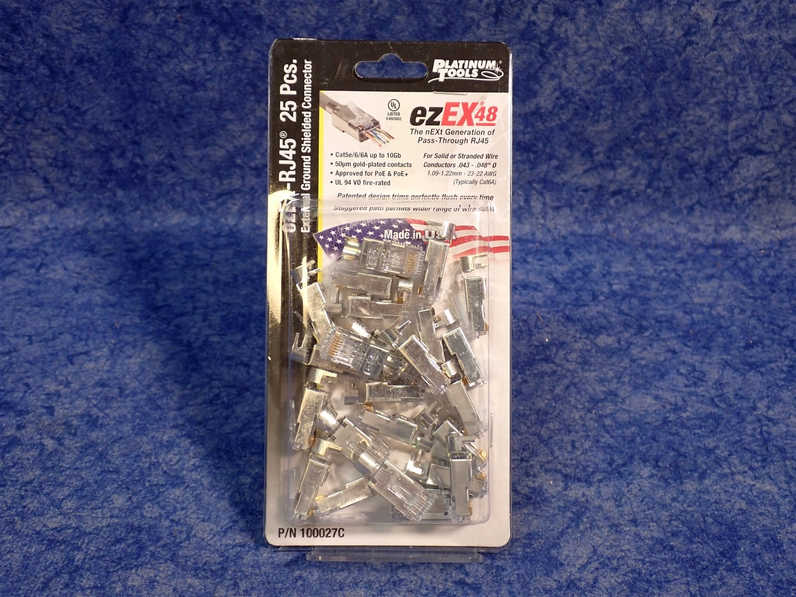 Platinum Tools 100027C ezEX48 Shielded External Ground CAT6A Connector 25PK