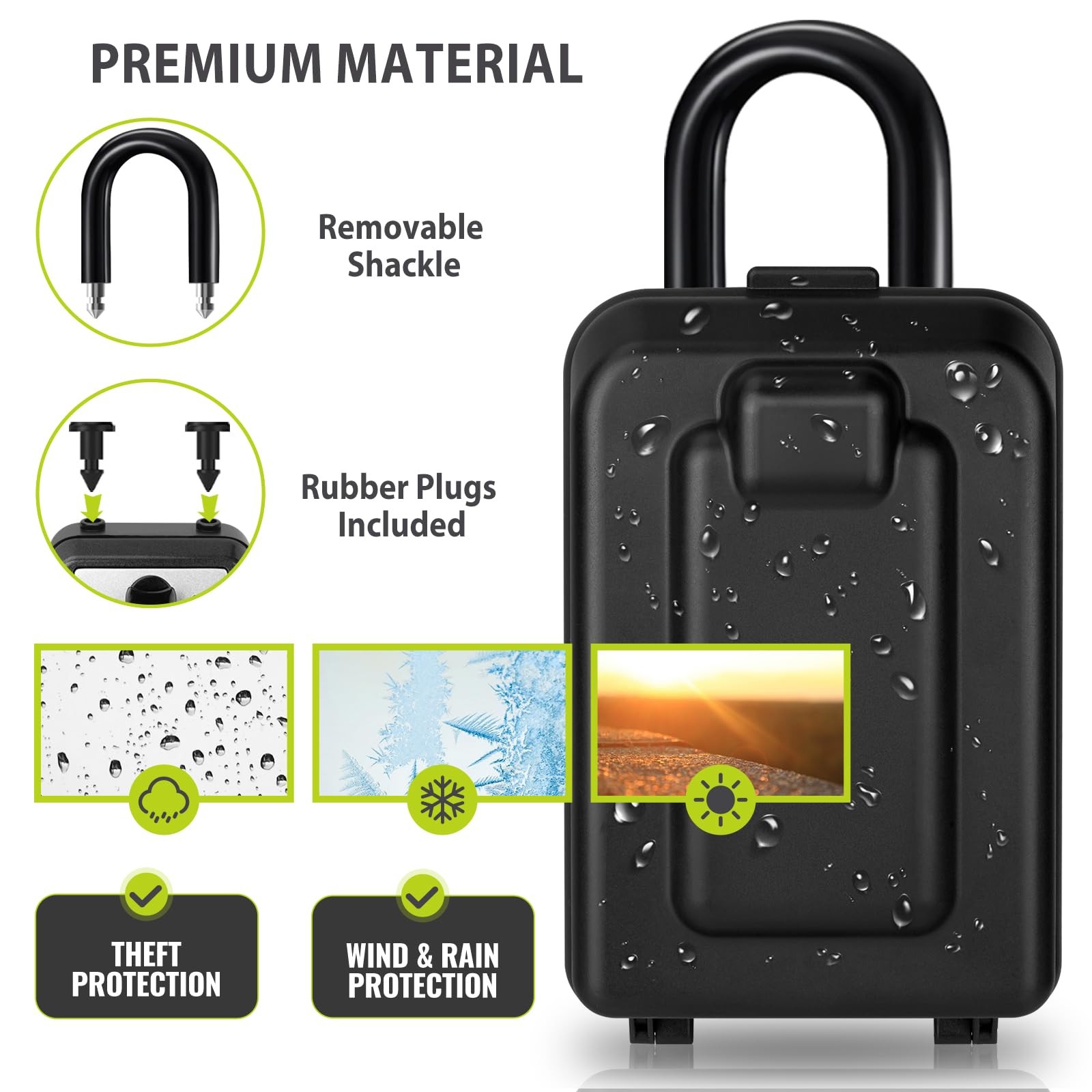 Waterproof Key Lock Box Outside 12Digit Combination Code Wall Mount Safe
