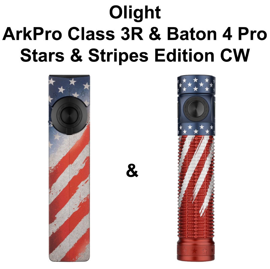 Olight ArkPro Class 3R & Baton 4 Pro Stars & Stripes Edition CW Flashlights