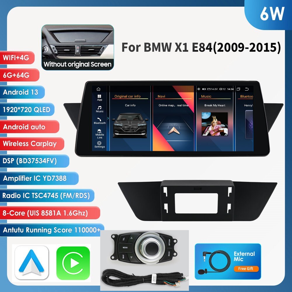 10.25"ANDROID13 AUTO CARPLAY GPS CAR STEREO RADIO FOR 2010-2016 BMW X1 E84 6+64G