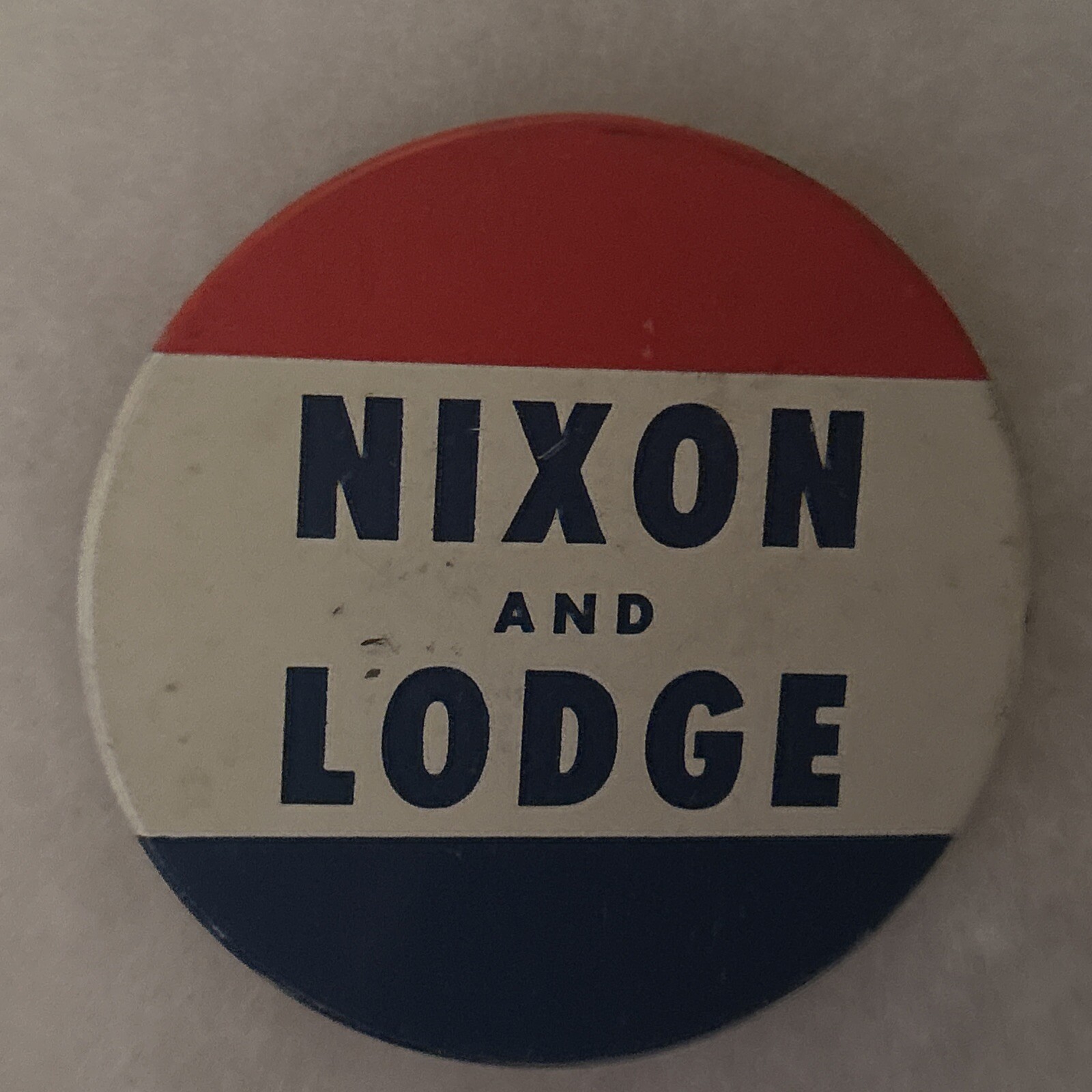 NIXON and LODGE  3”  pinback button pin
