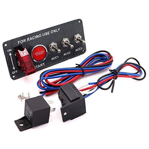 Jeemiter 12V 30A Ignition Switch Panel Kit, 5-in-1 Engine Start Push Button