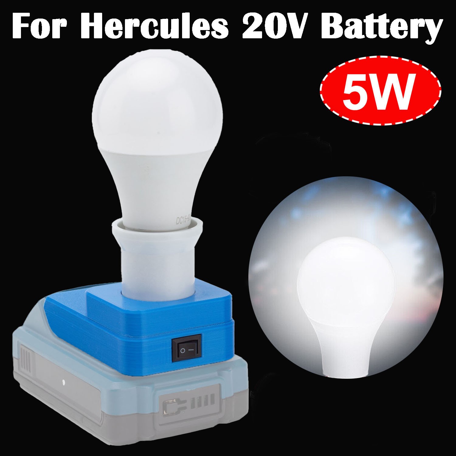 For Hercules 20V Series Battery Powered E27 Bulb Lamp Emergency LED Work Light