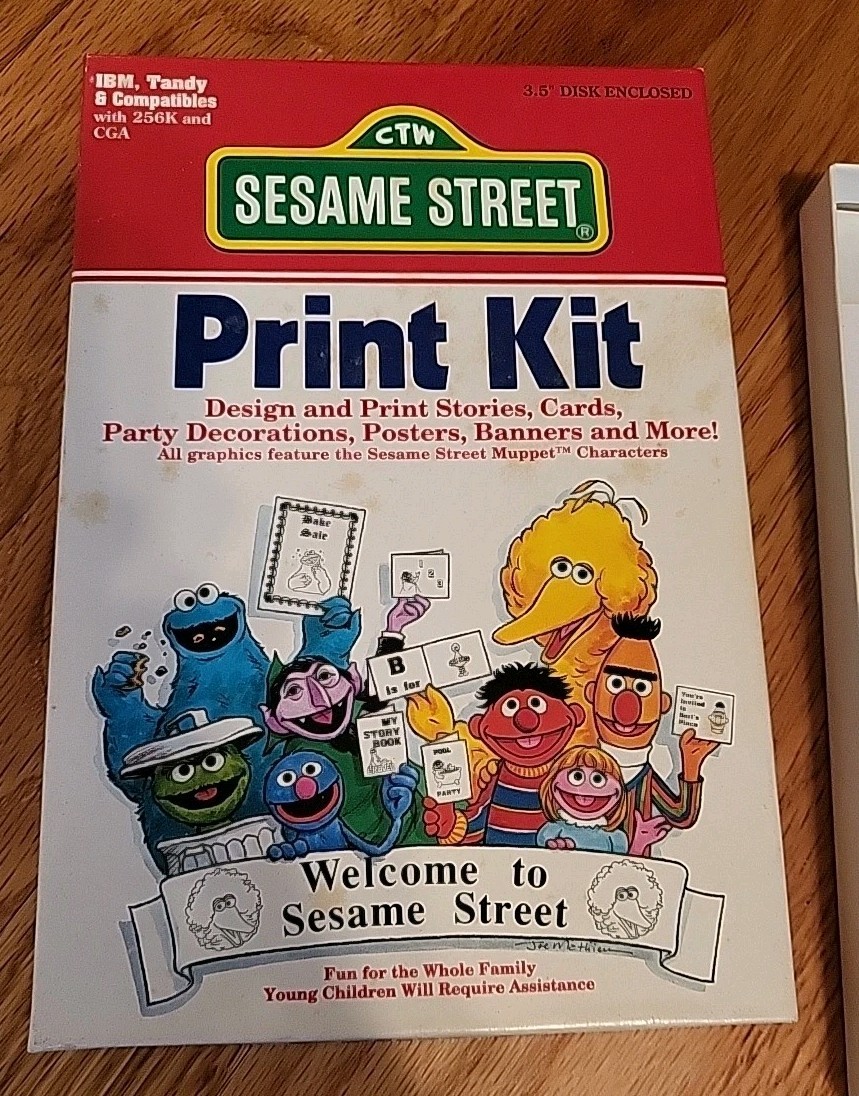 Vintage Ibm Tandy Sesame Street Print Kit Software