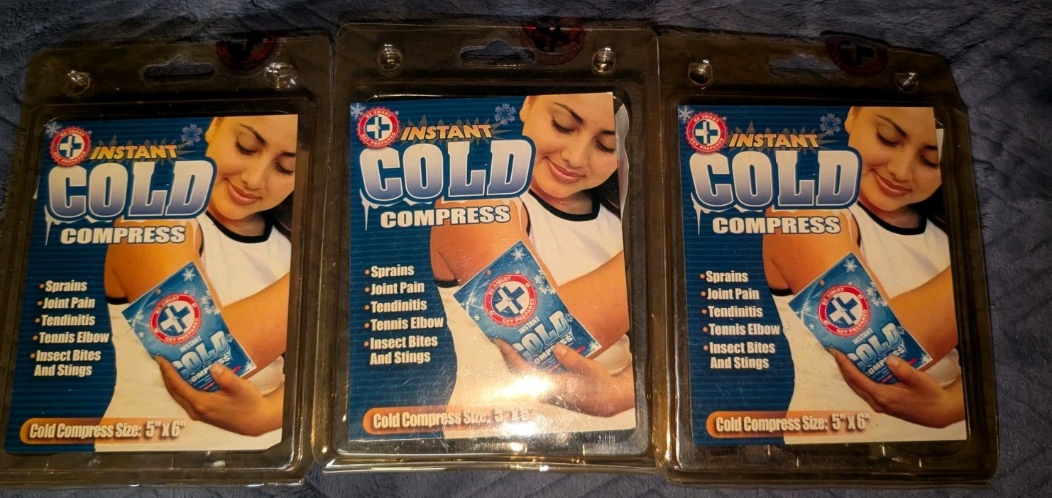 Lot Of 3 Instant Cold Compress for Joint Pain & Tendinitis Relief 5" x 6'