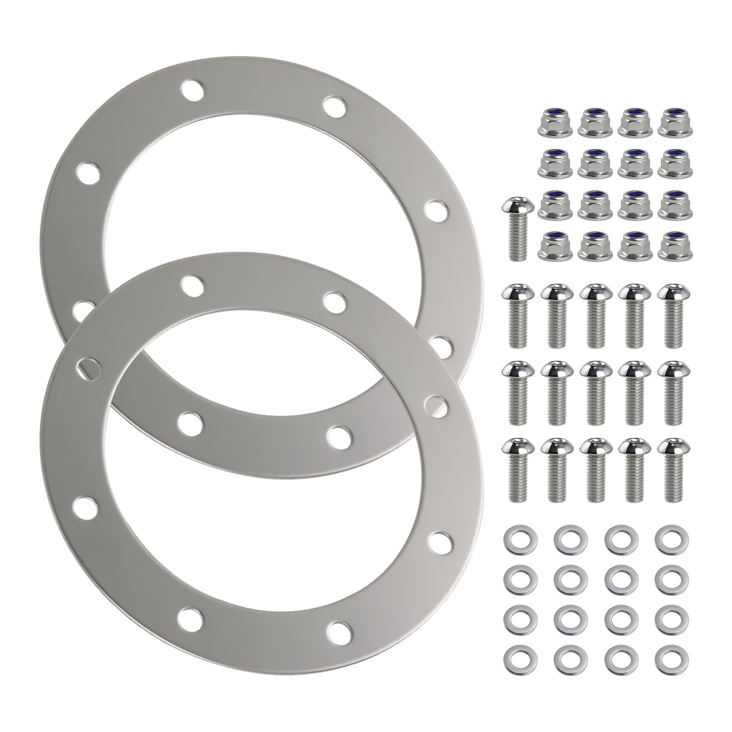 2pc Polished Side Exit Exhaust Bezels 3.5" ID Stainless Steel Hardware