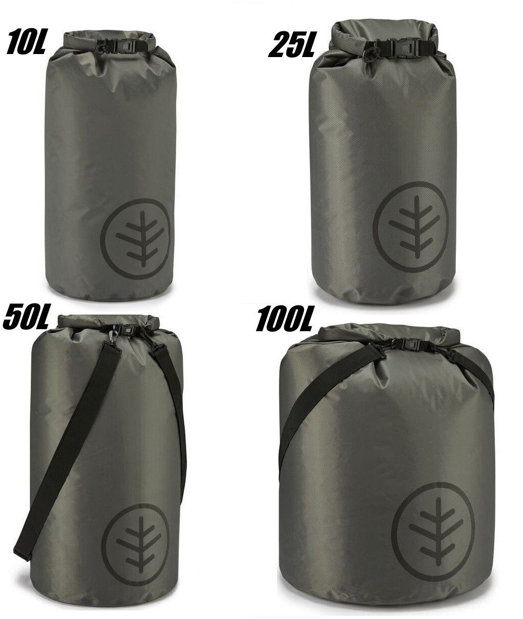 Wychwood Dry Bag 10L - 100L Fishing Carryall Waterproof Sack Bags Grey Luggage