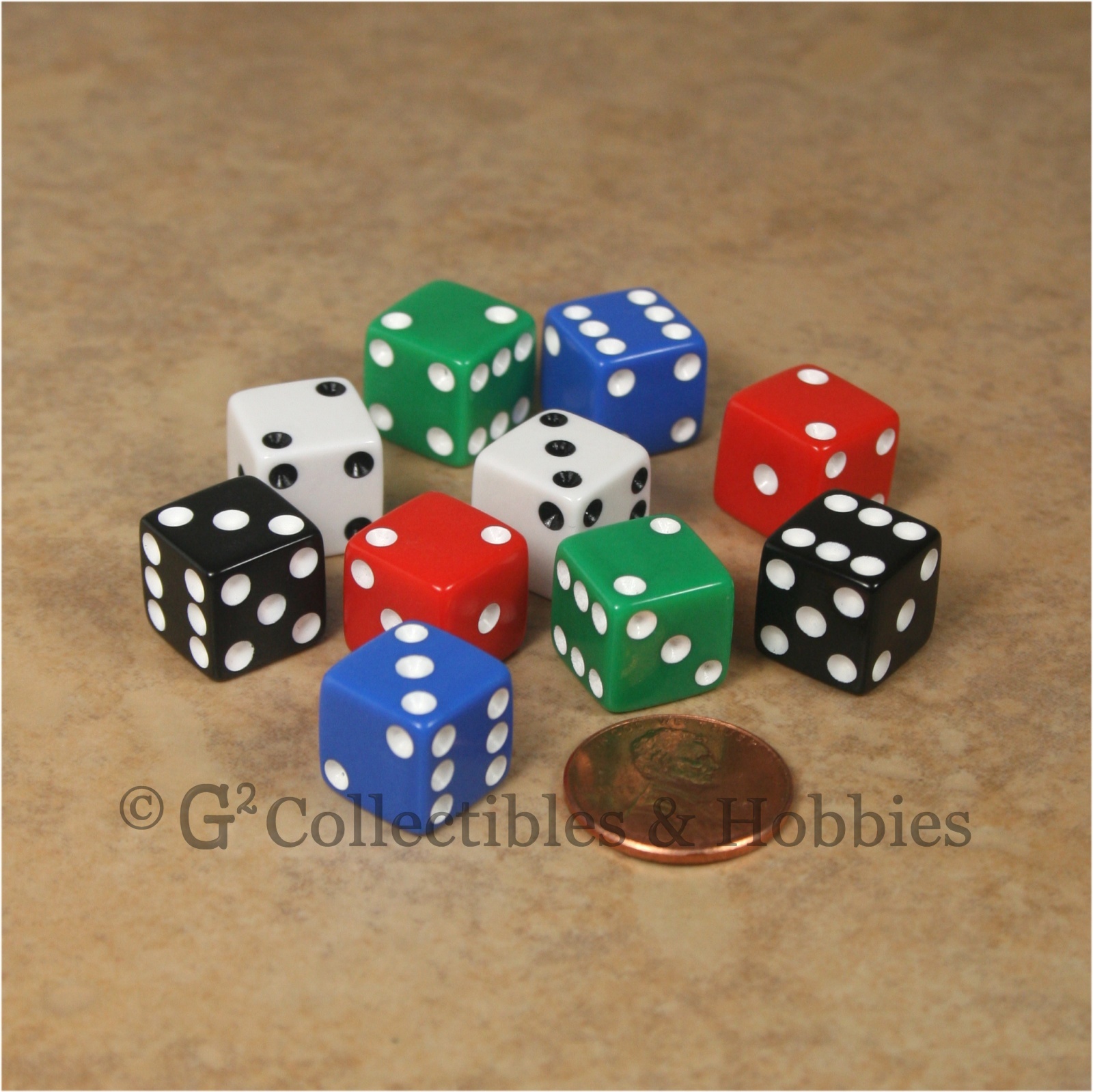 NEW Set of 10 Multicolor 12mm D6 Six Sided RPG MTG Game Dice 1/2 inch - 5 Colors