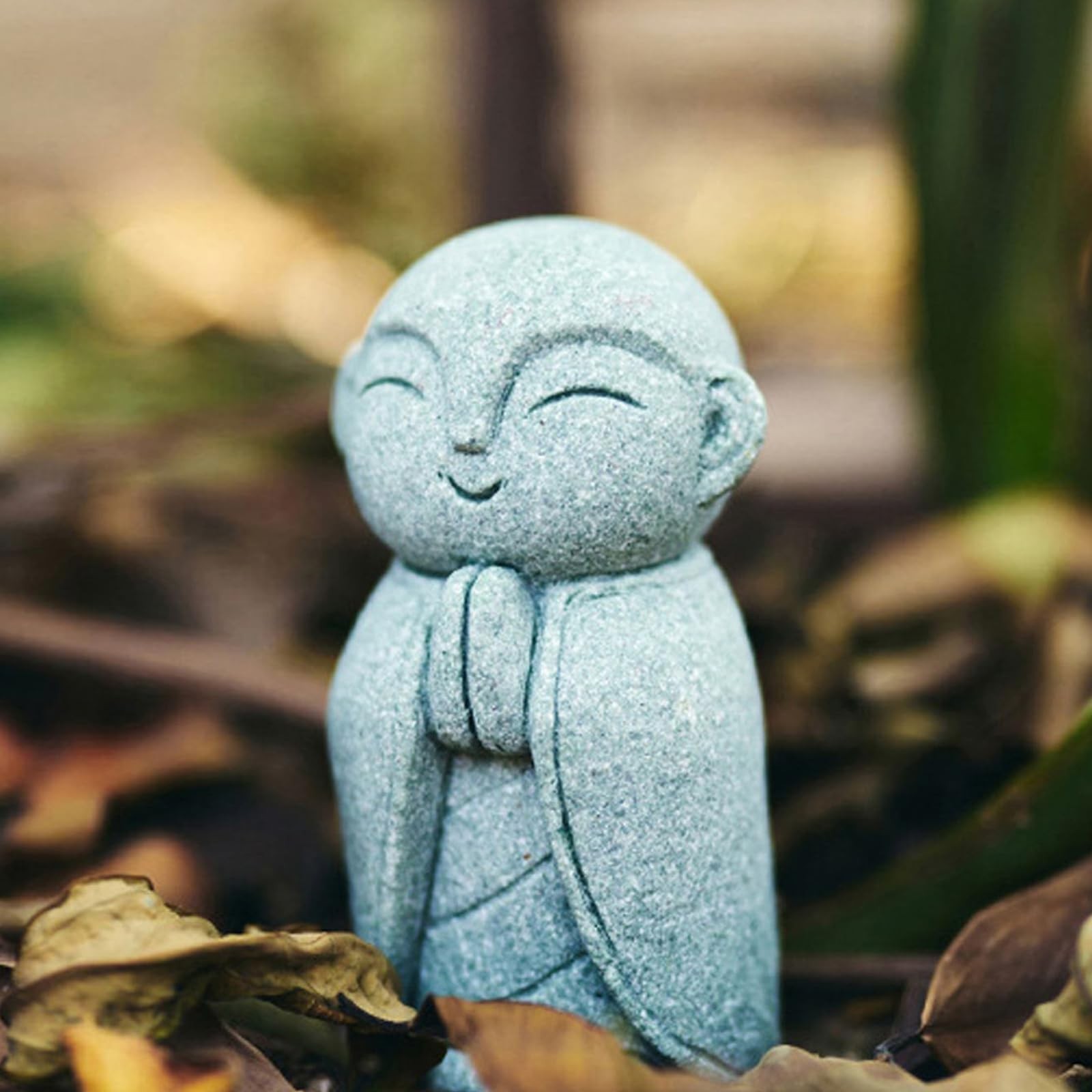 OwMell Japanese Jizo Monk Statue, Buddha Jizo Figurine Memorial Aquarium Stat...